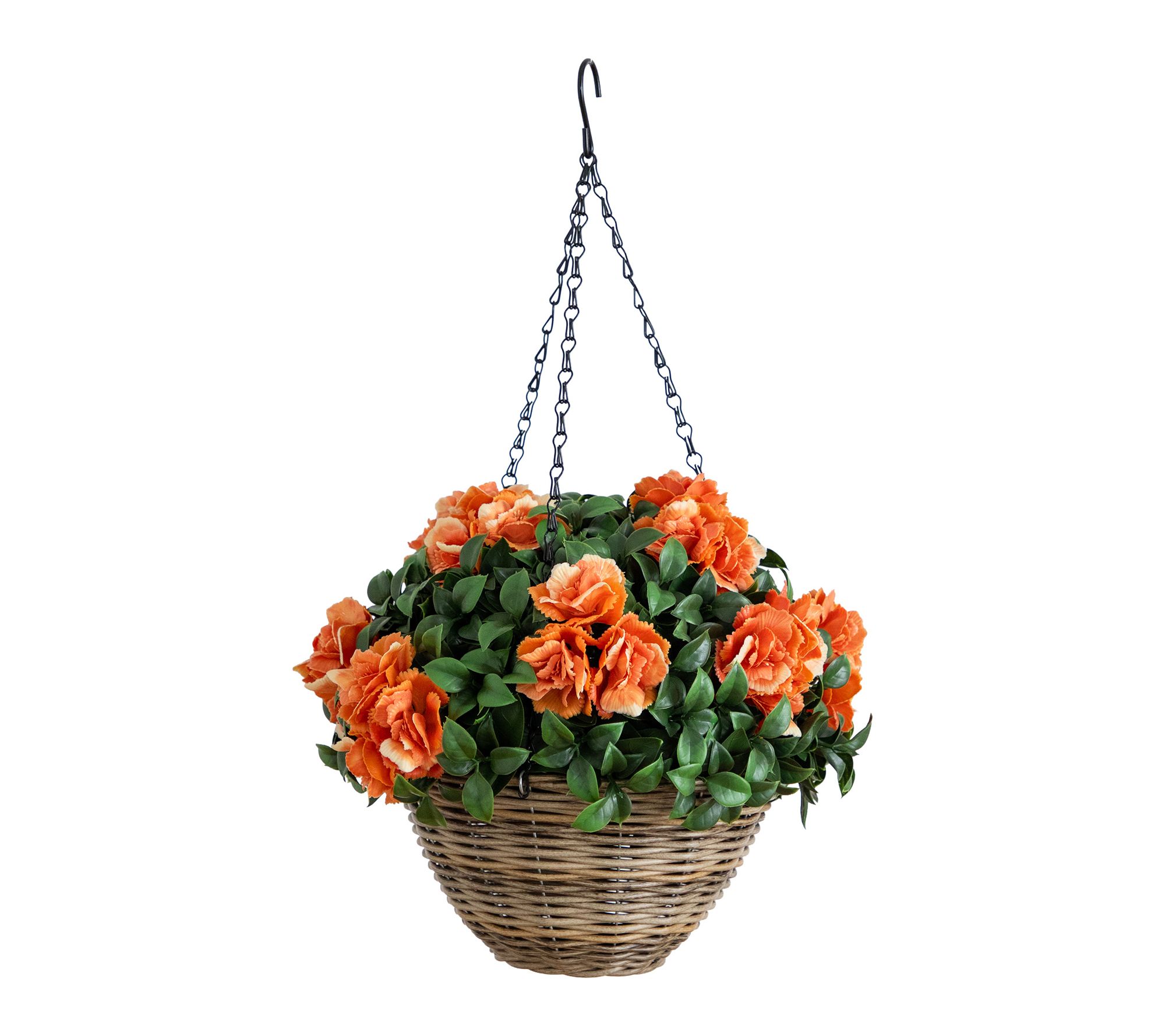 22-in UV Camellia  in Hanging Basket by Nearly Natural
