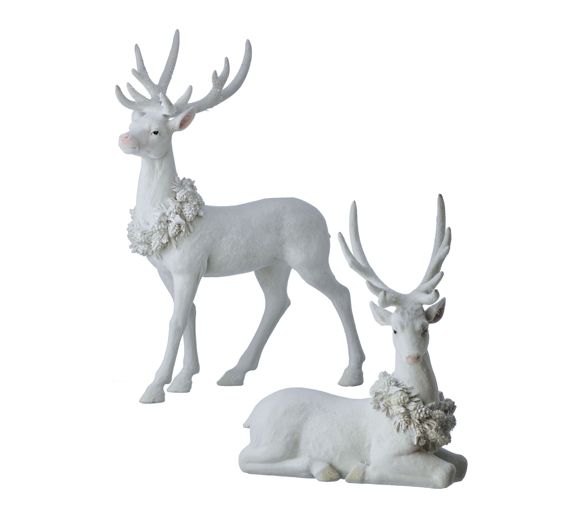 11.5-15.5" Resin Frozen Forest Flock Deer Set/2 by Valerie
