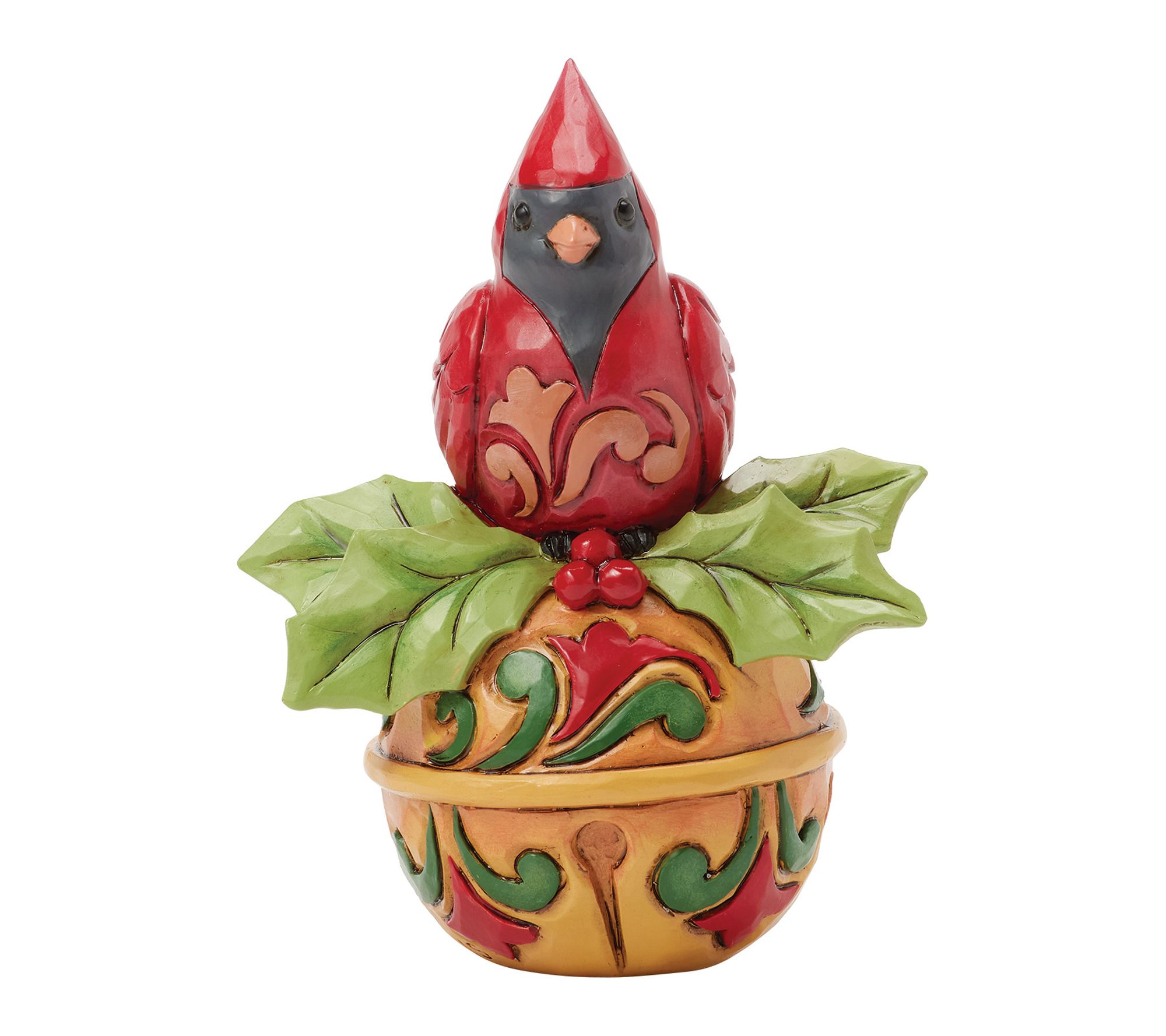 Jim Shore Heartwood Creek Cardinal on Jingle Bell Mini Figurine