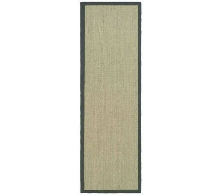 Serenity Solid Natural Fiber Sisal 2'6" x 8' Rug with Border