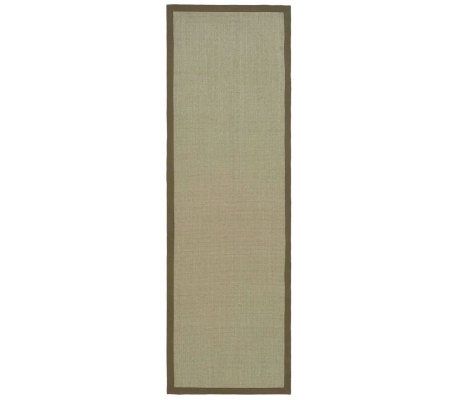 Serenity Solid Natural Fiber Sisal 2'6" x 8' Rug with Border