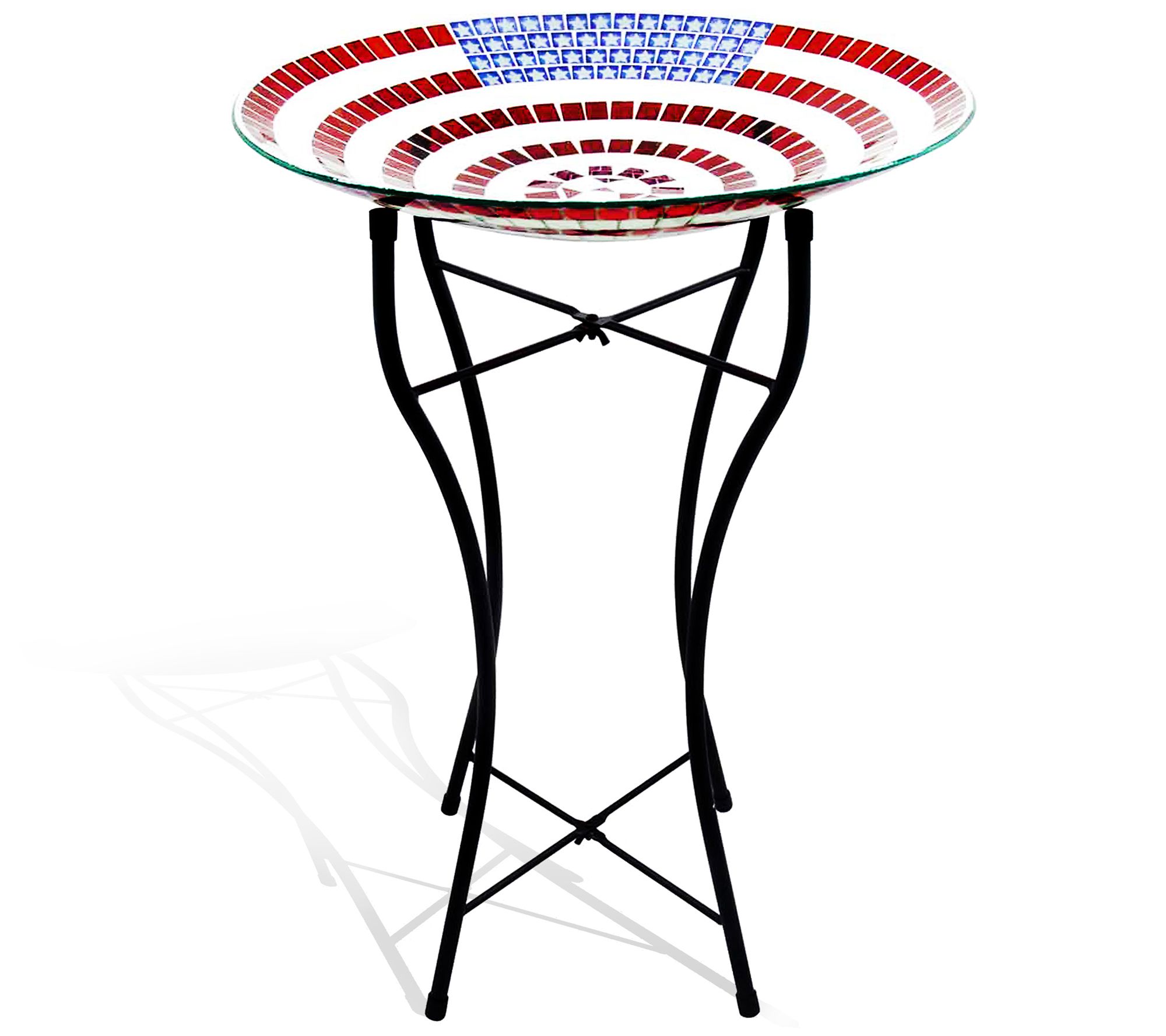 Backyard Expressions Glass Mosaic American Flag Bird Bath