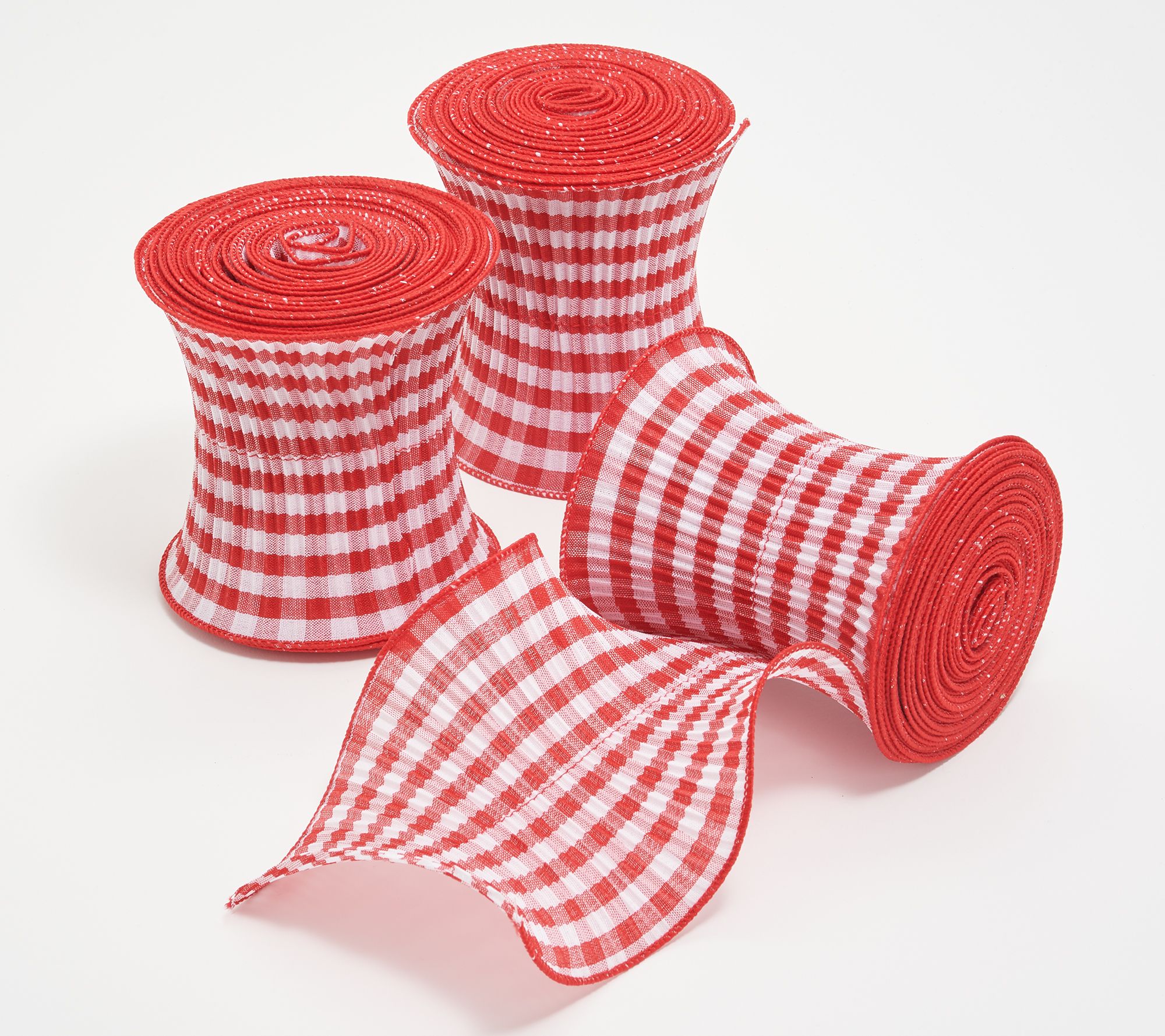 Set of (3) 5" X 15' Checked Ribbons by Valerie
