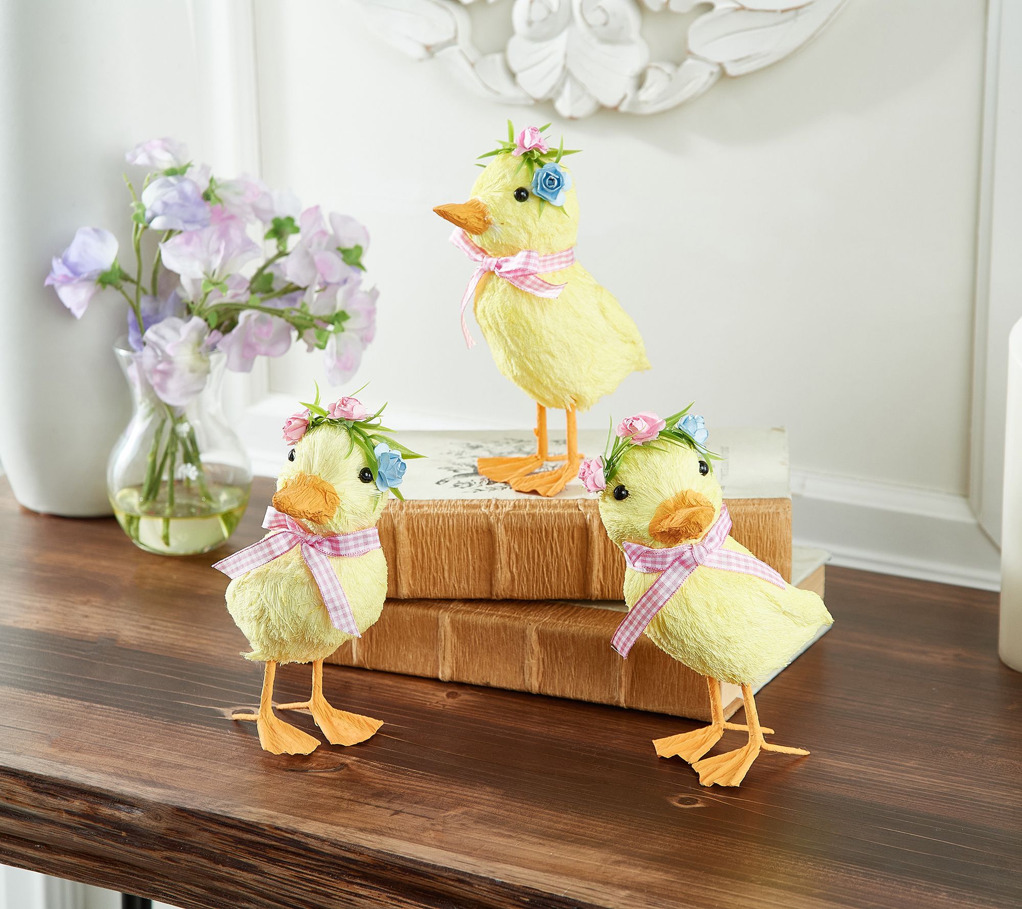 Set of 3 Ducklings with Flower Headbands by Valerie