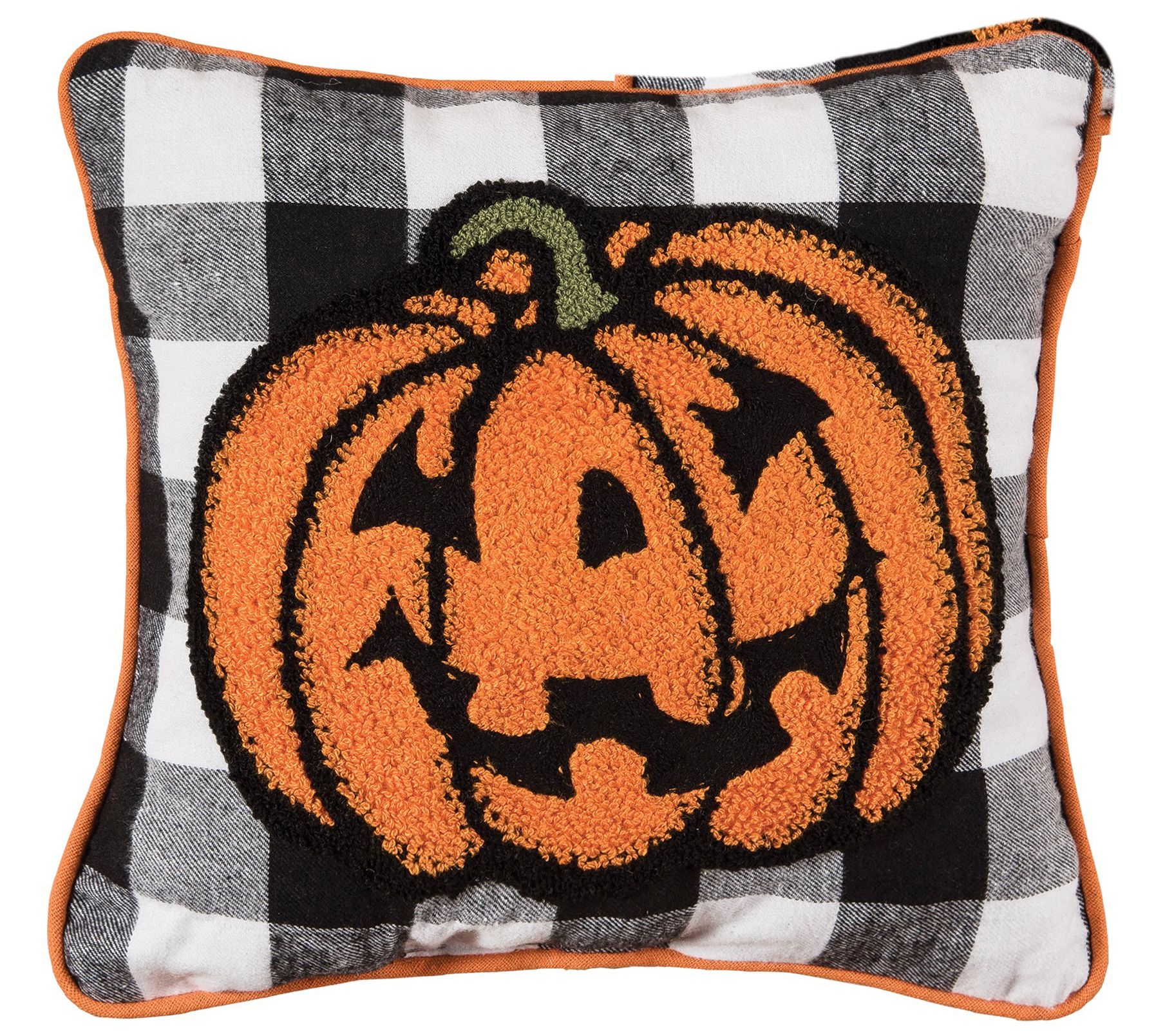Jack-o -Lantern Check Pillow by Valerie