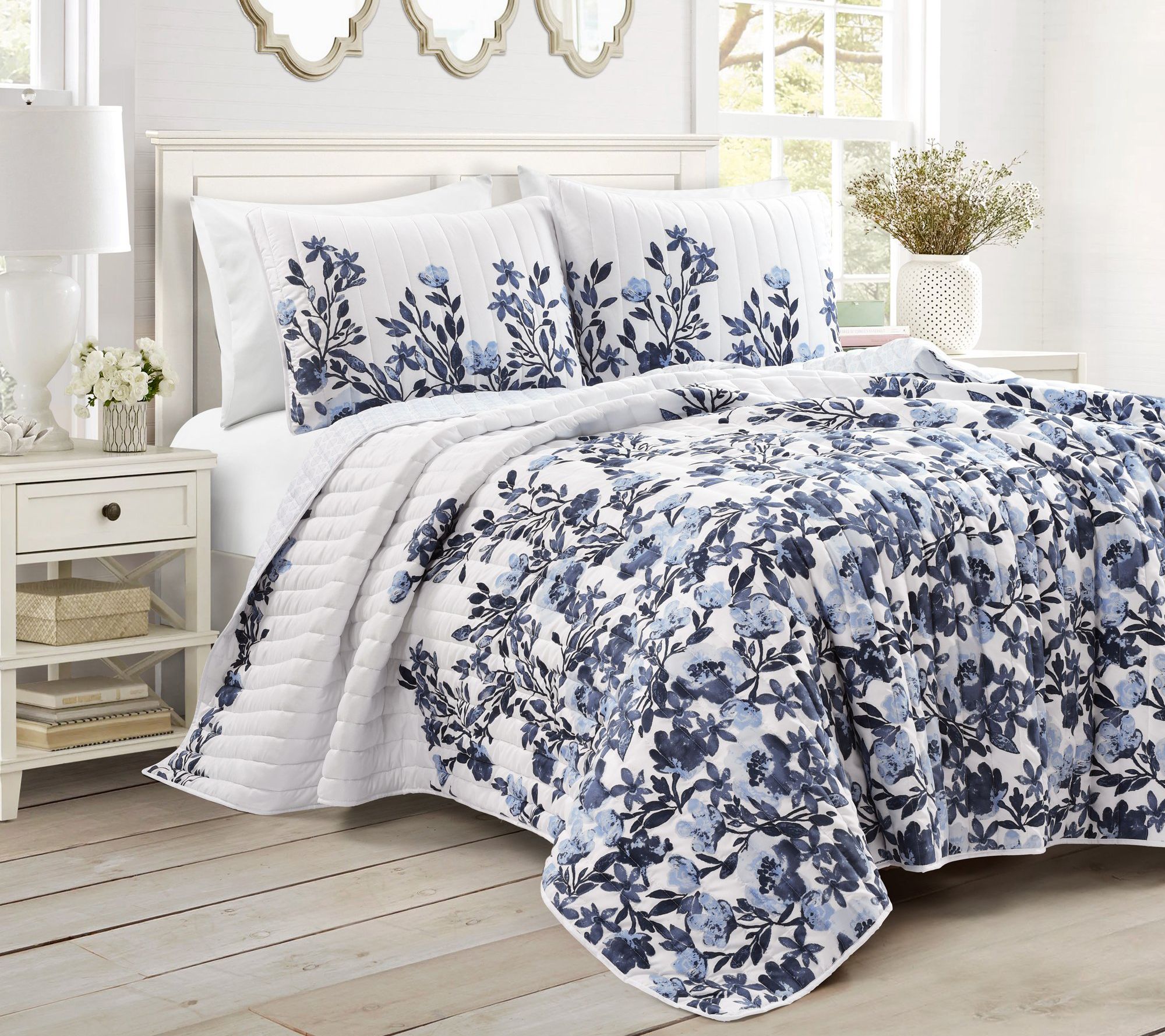 Lush Decor Tanisha Reversible Quilt, 3 PC, FL/QN