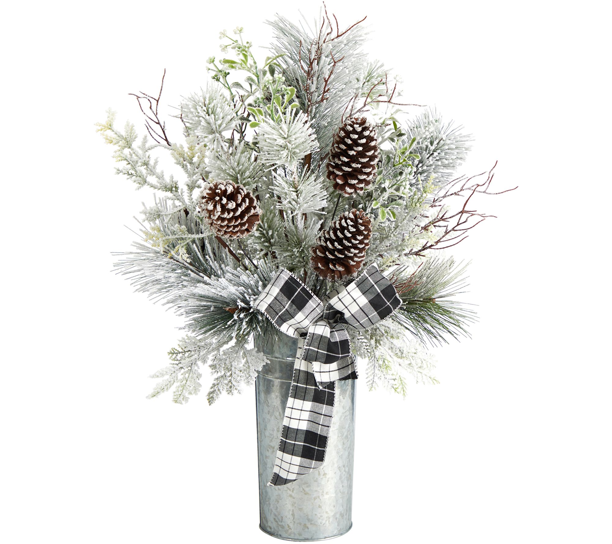 Nearly Natural 28" Frosted Greenery and Pinecone Decor