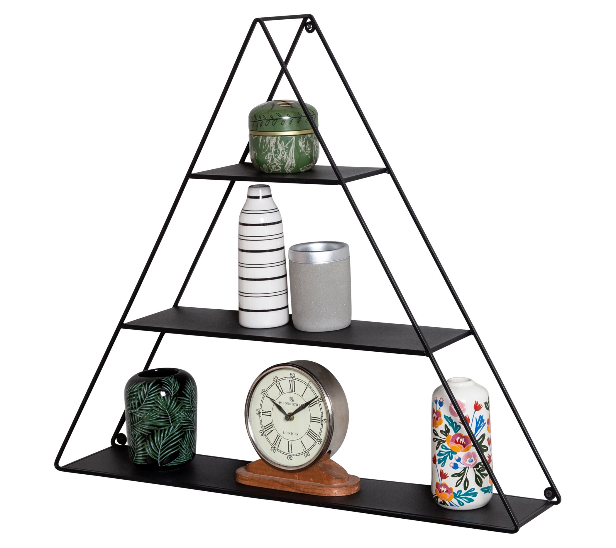 HoneyCanDo 3Tier Triangle Decorative Metal Wall Shelf