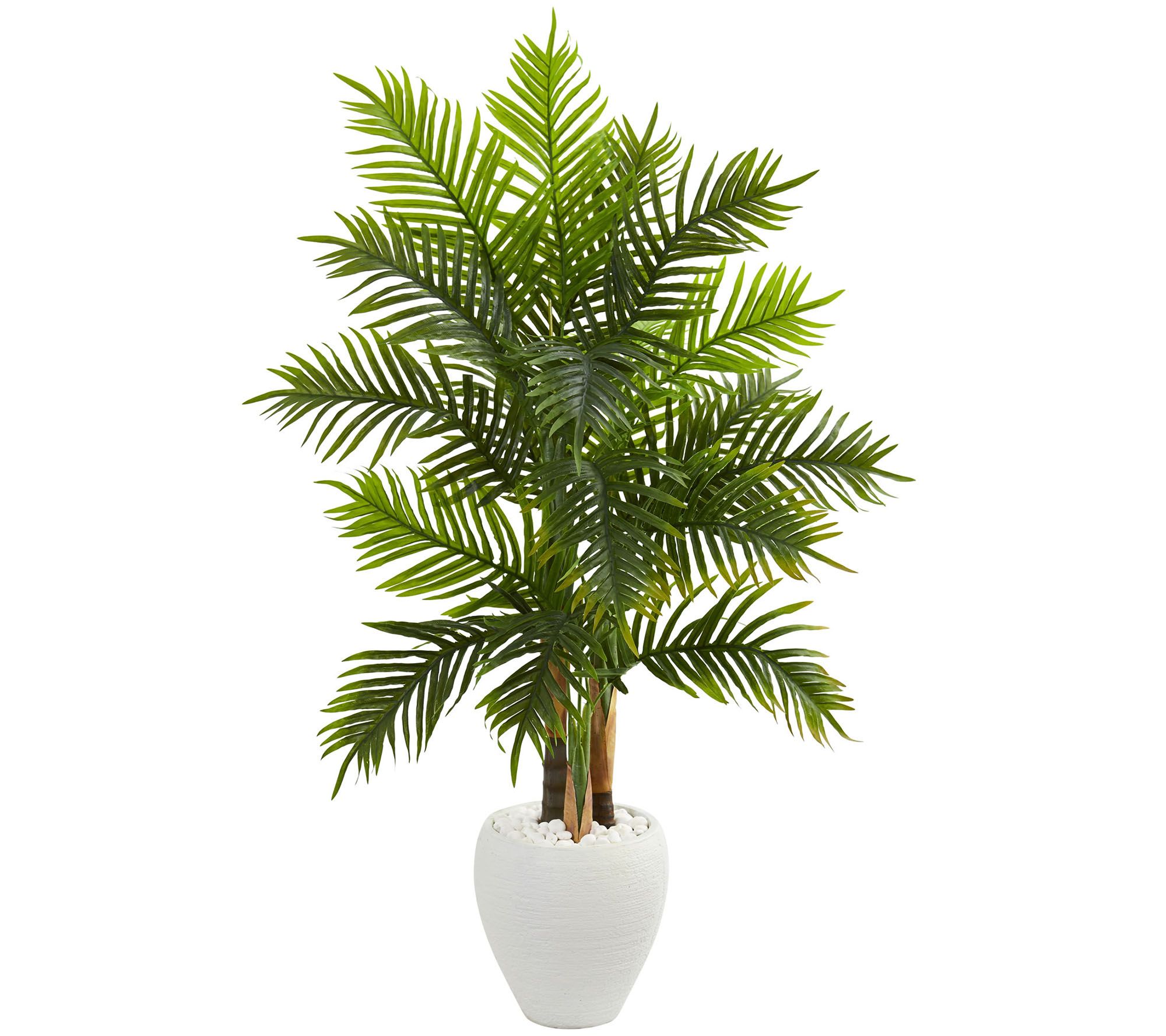 5' Areca Palm Tree in White Planter by Nearly Natural - QVC.com