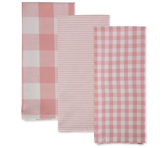 Design Imports Mixed Check Kitchen Towel Set of3