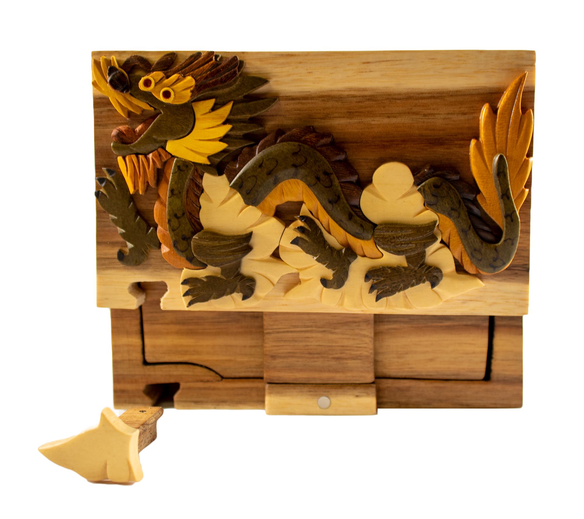 Carver Dan's Jade the Dragon Puzzle Box with Closures