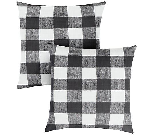 Set of 2 Indoor/Outdoor Buffalo Plaid Square Pillows