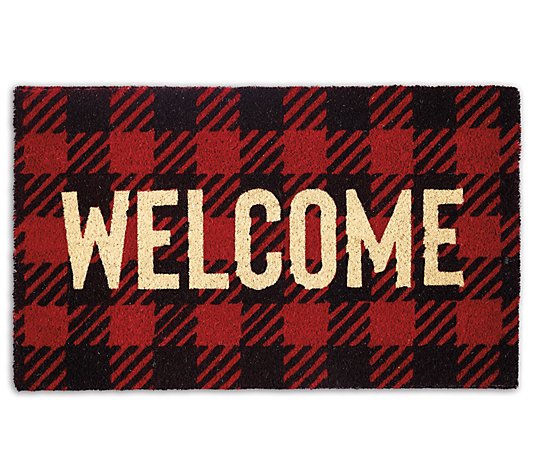 Design Imports Buffalo Check WELCOME Doormat