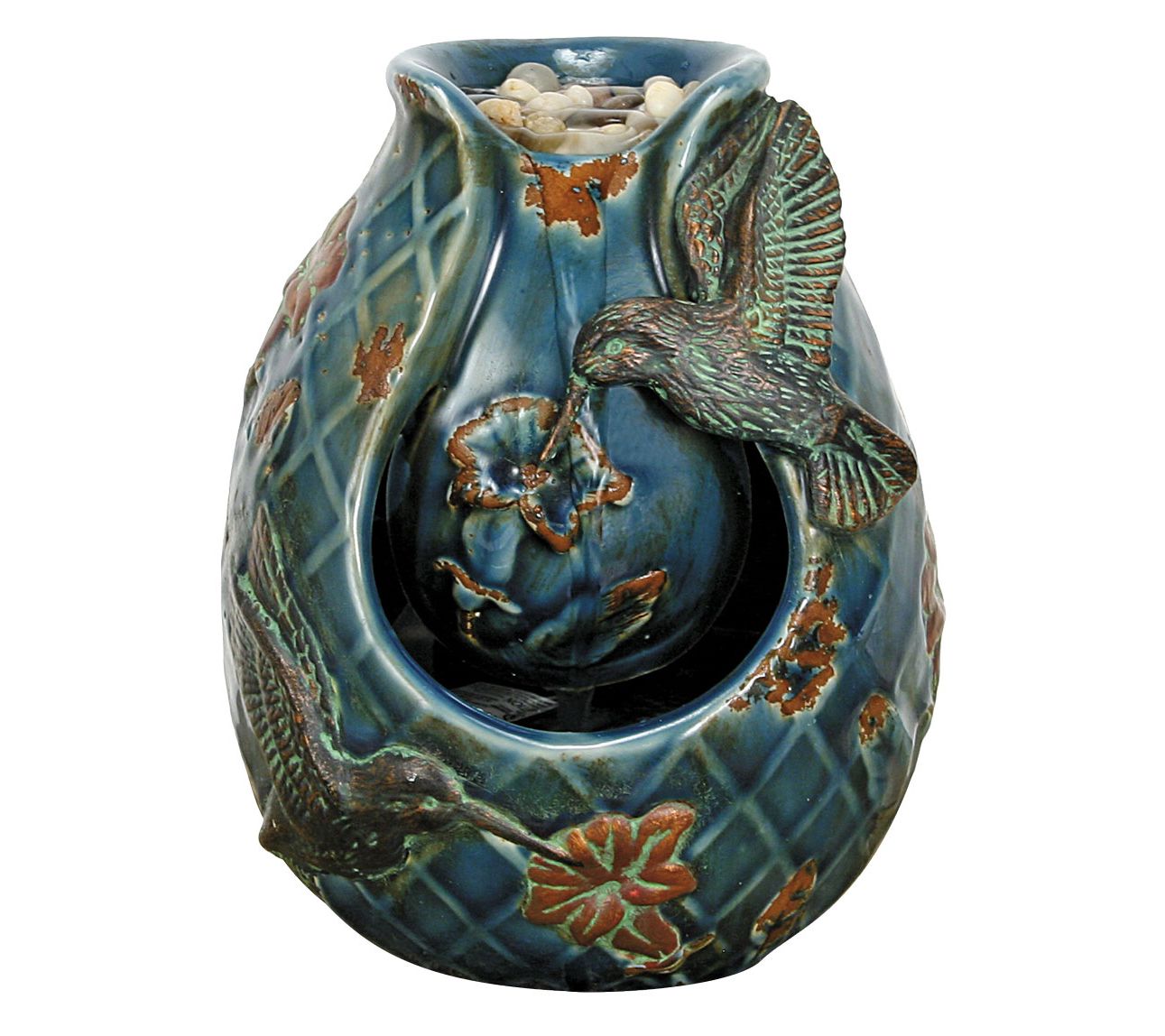 Foreside Home & Garden Blue Verdigris Hummingbird Fountain