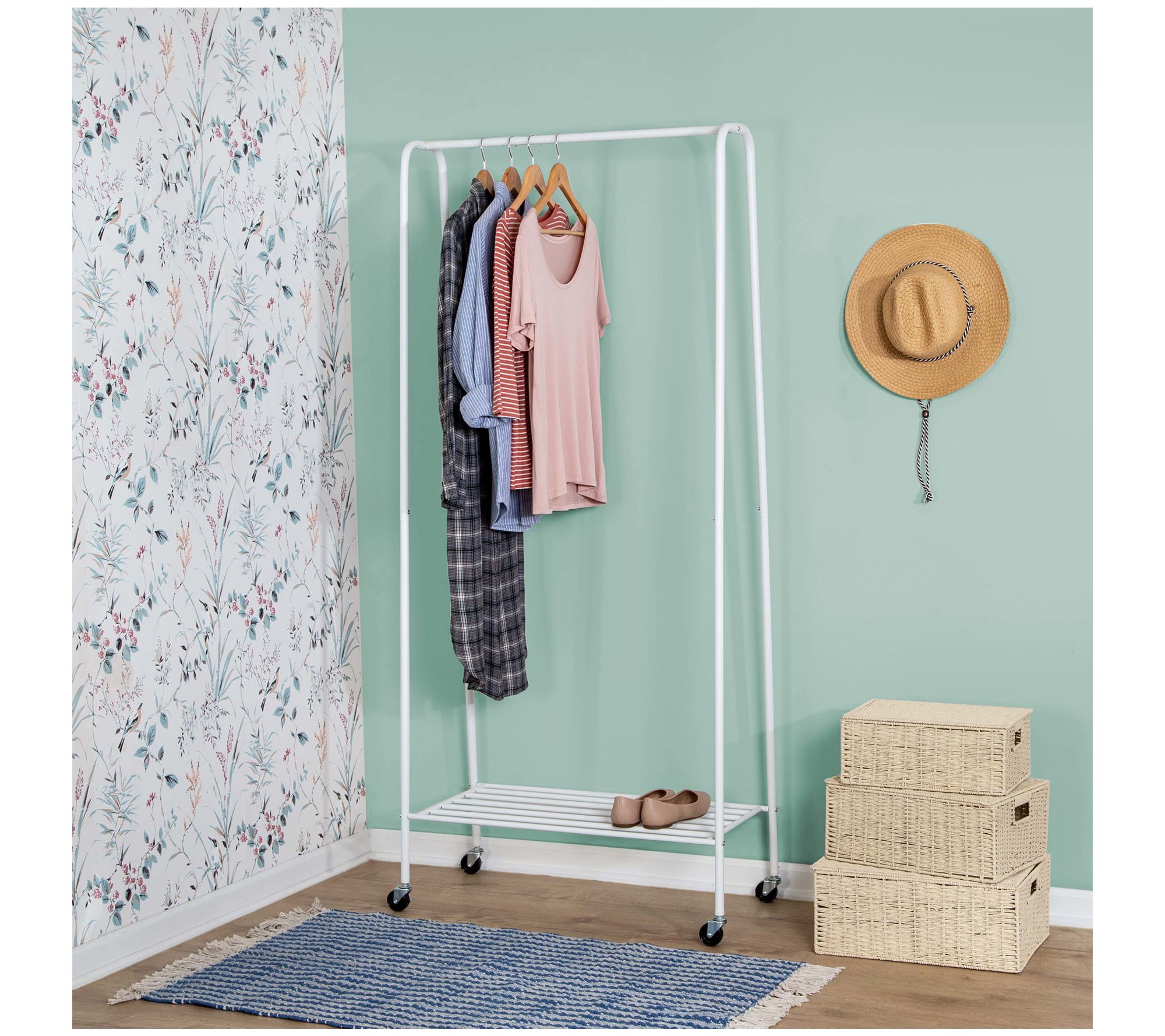 HoneyCanDo Garment Rack With Shoe Shelf