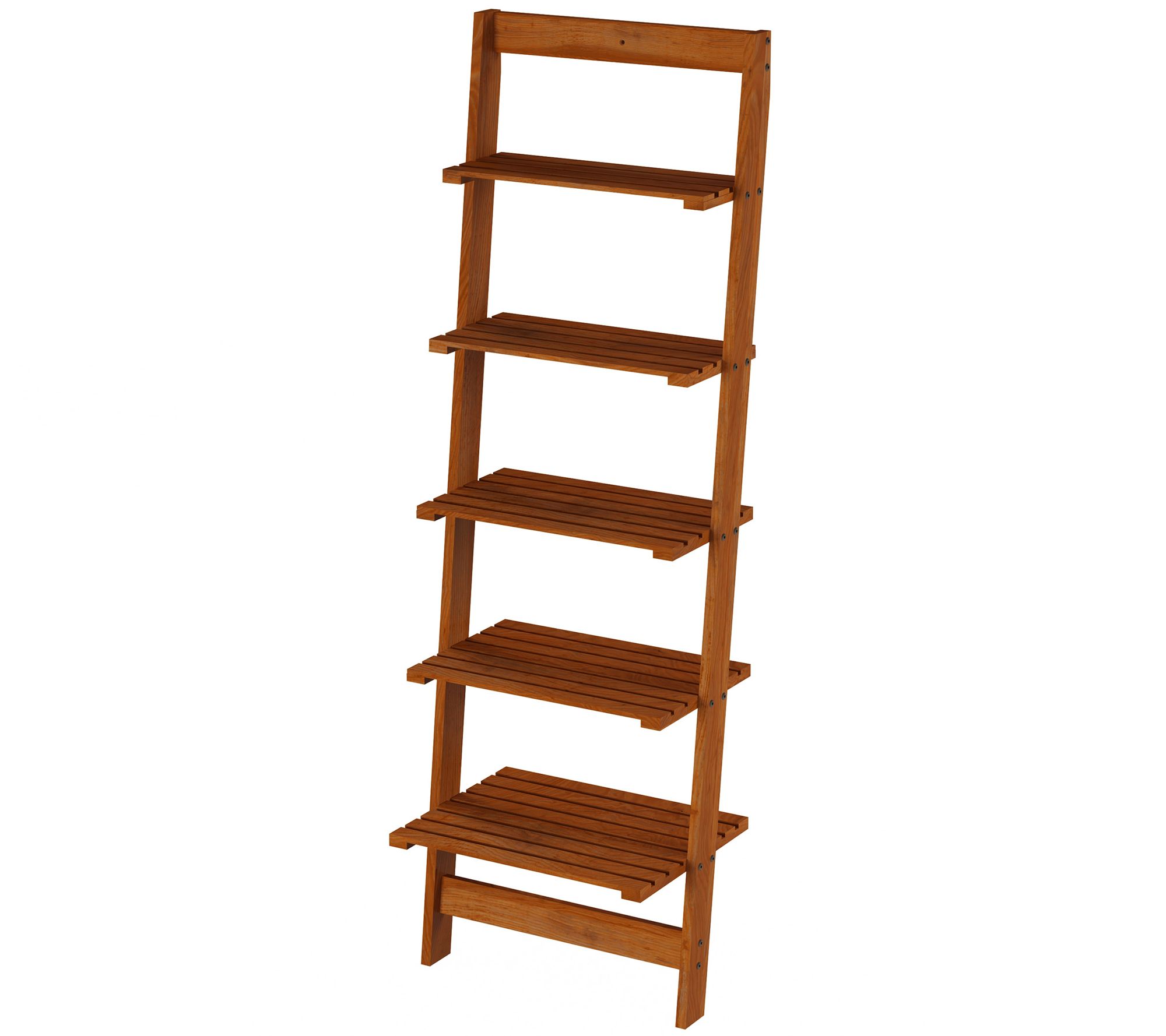 5-Tier Leaning Shelves, Cherry Wood Accent  - Hastings Home