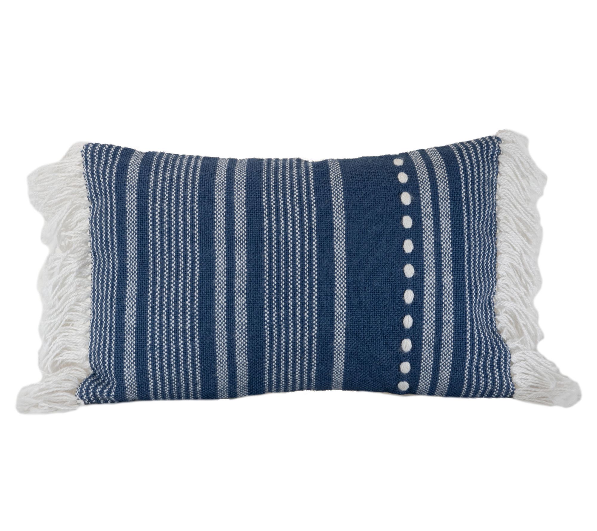 Foreside Home & Garden Blue Striped Hand Woven14x22"Pillow