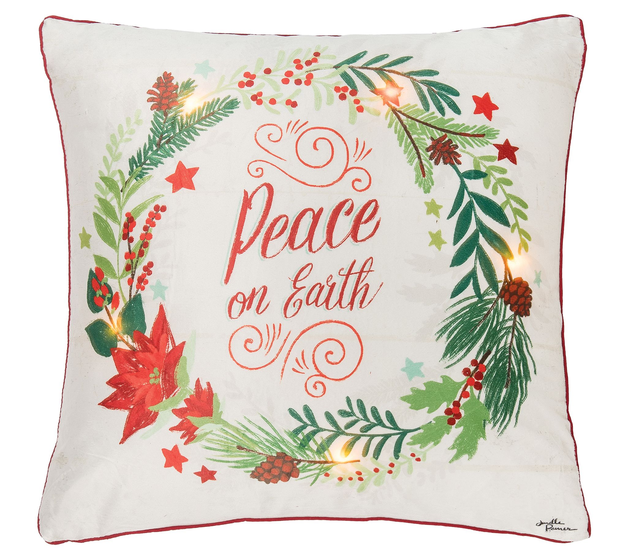 C&F Home Peace On Earth Light-Up LED 18" x 18" Throw Pillow