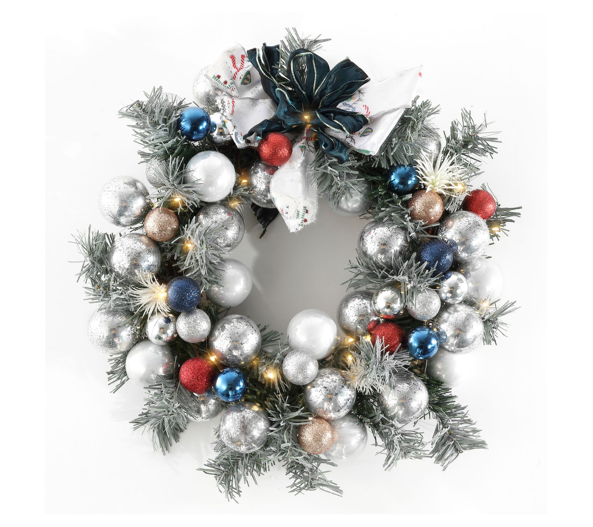 Safavieh Faux 20" Pine LED Wreath w/Ornaments