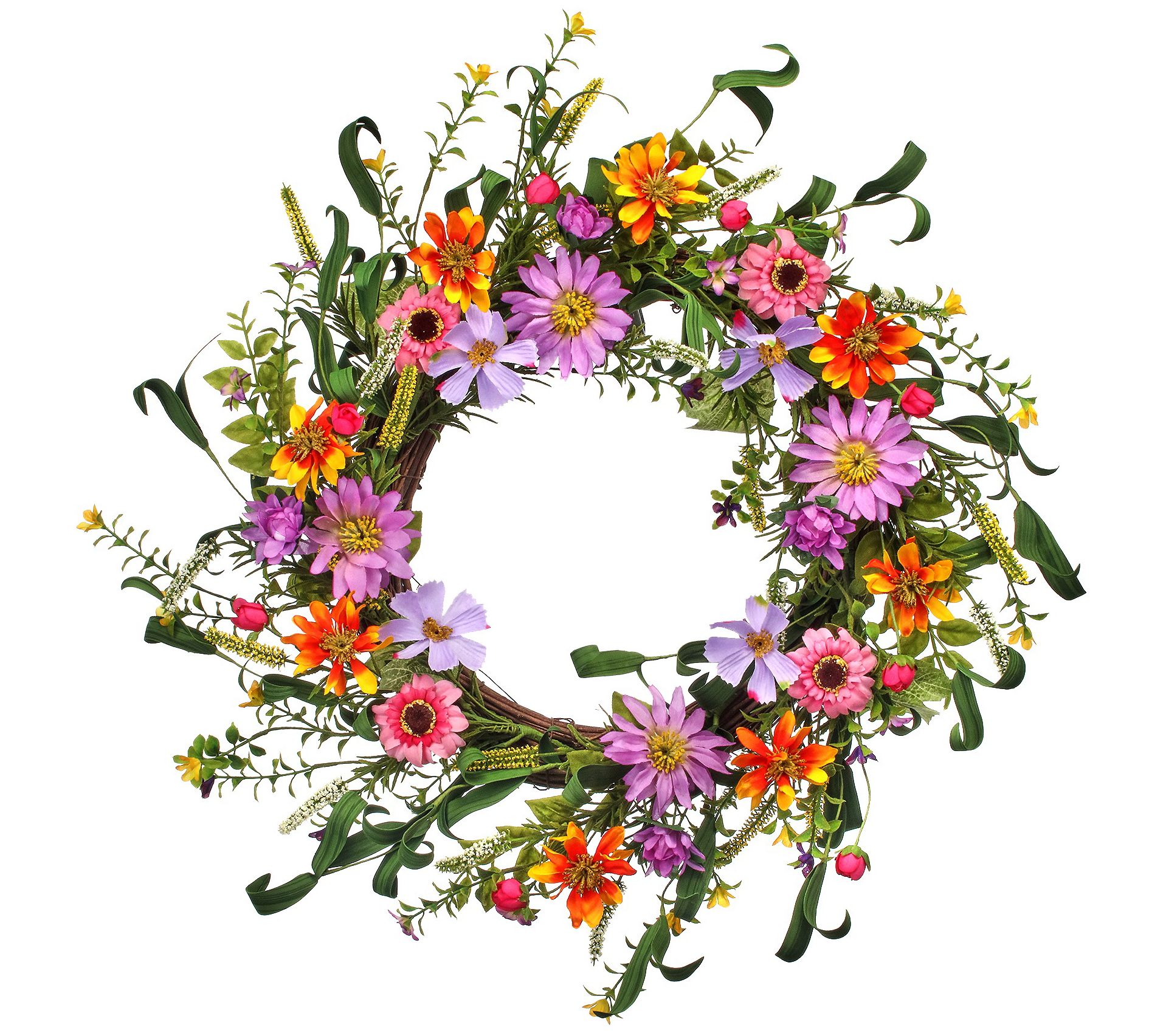 Mixed Cosmos Wild Flower Wreath 22" by Valerie
