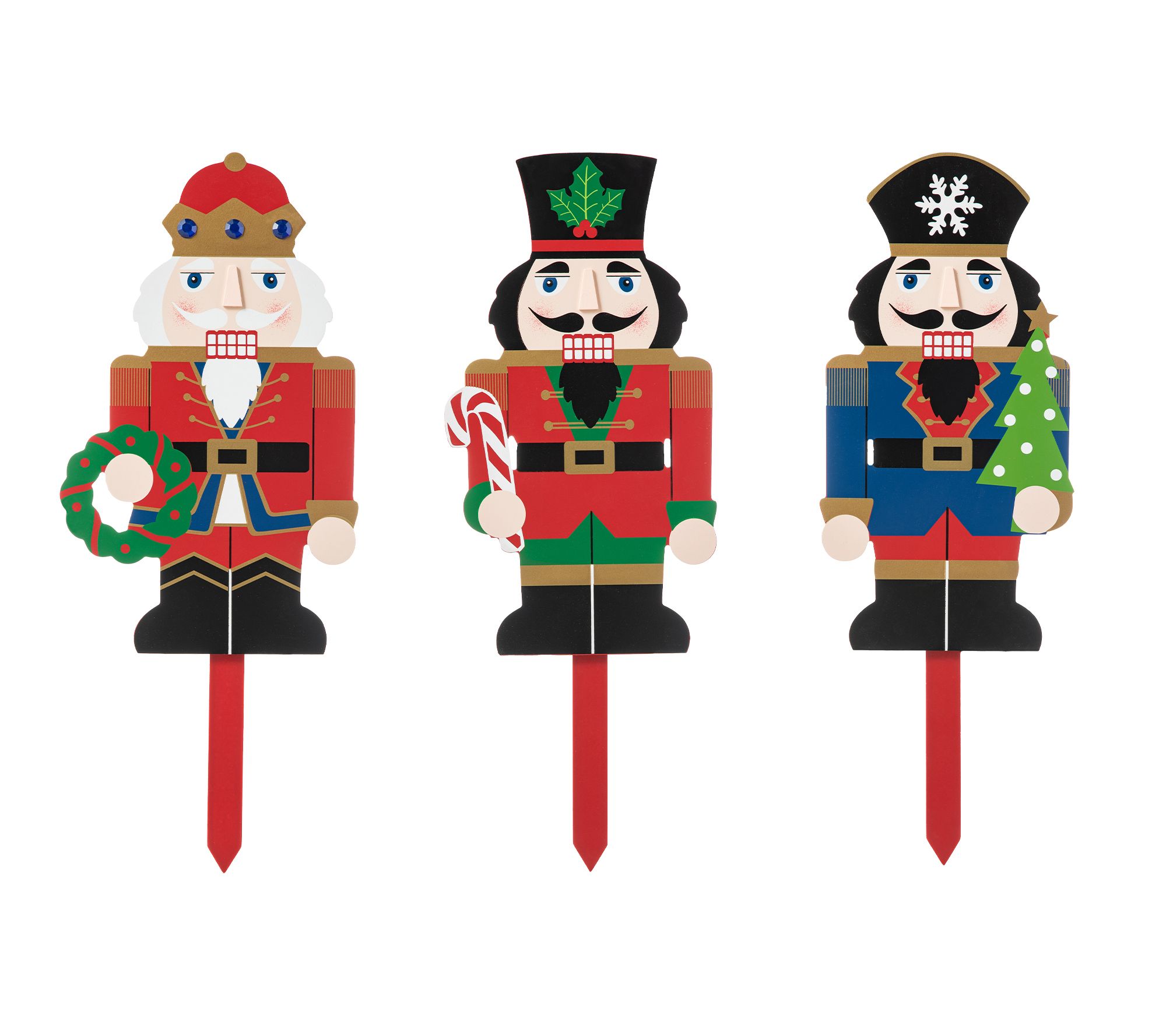 Glitzhome Set of 3 Wooden Nutcracker Yard GardeStakes