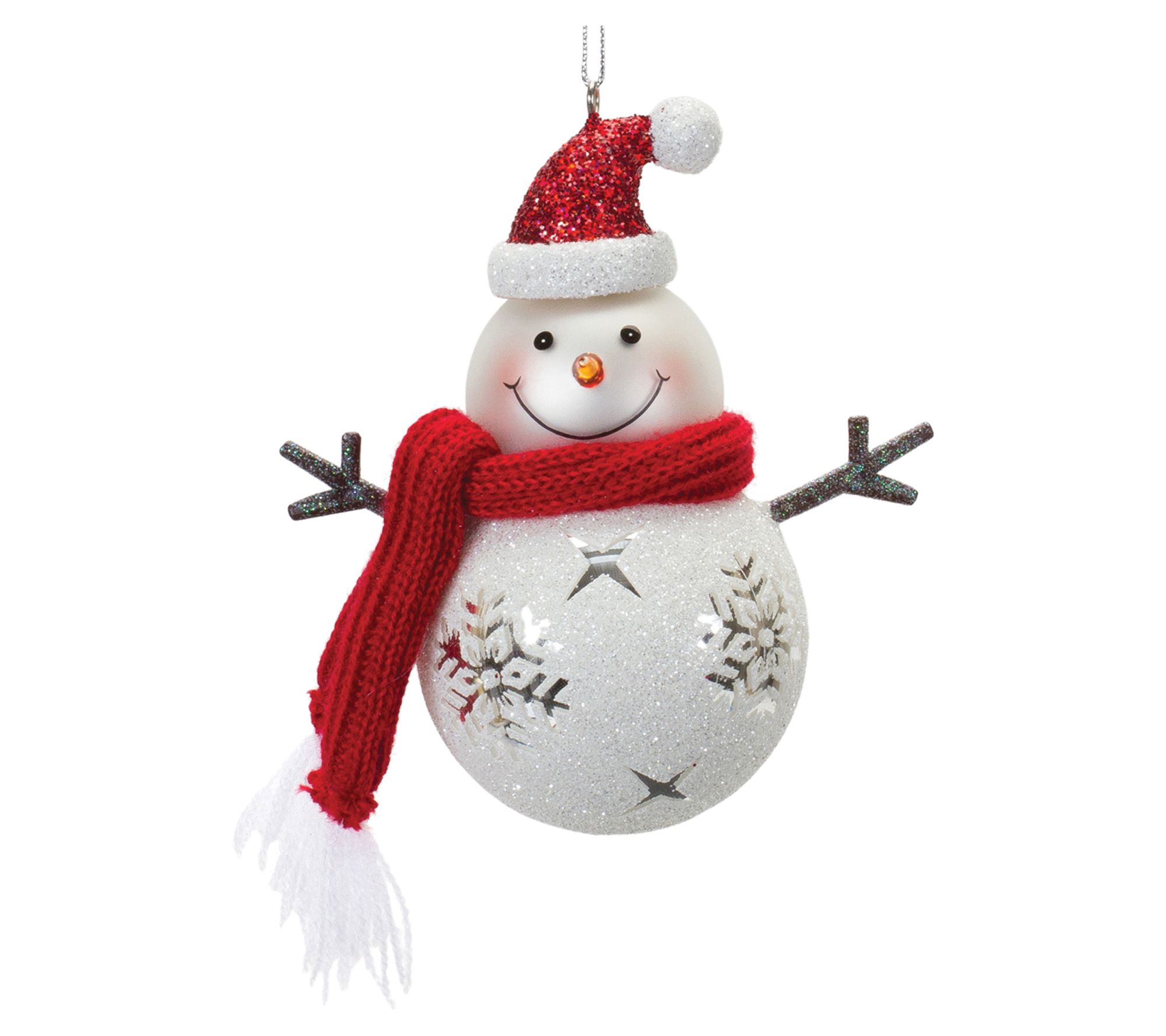 Melrose Glass Glittered Snowman Ornament (Set of 6) - QVC.com