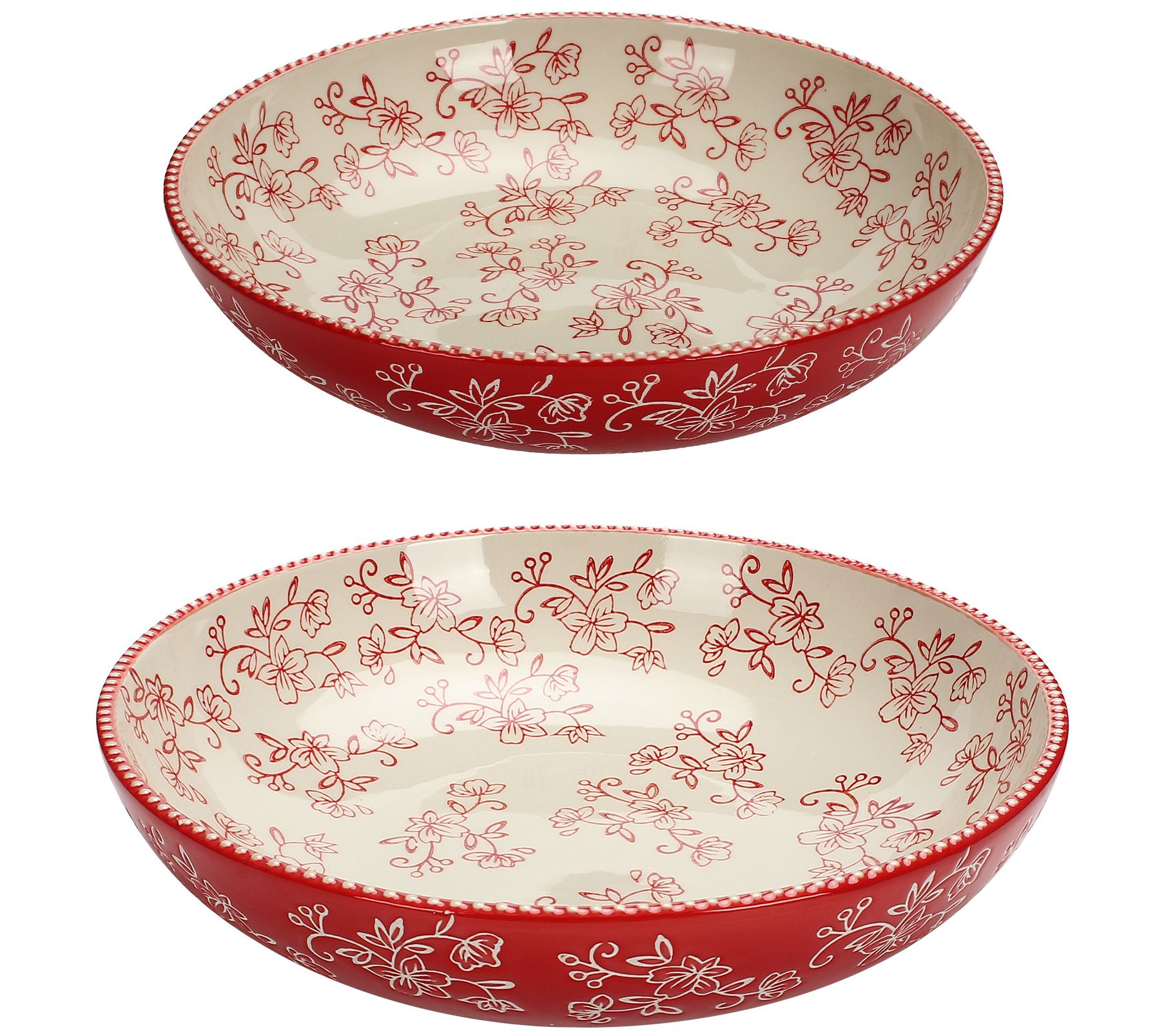 "As Is" Temp- tations Floral Lace 3qt & 4qt Shallow Bowl Set
