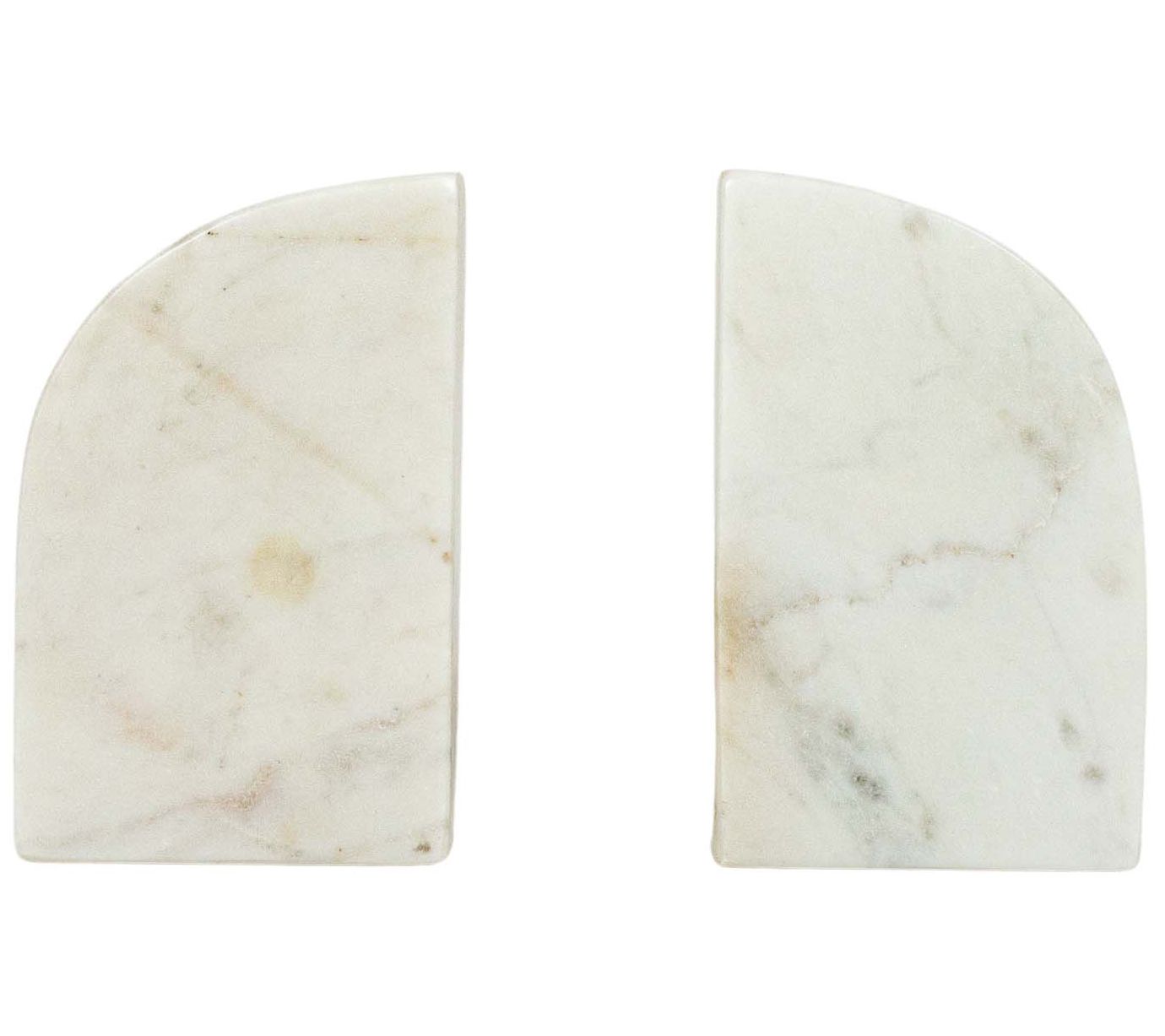 Foreside Home & Garden Set of 2 Arch Bookends White Marble