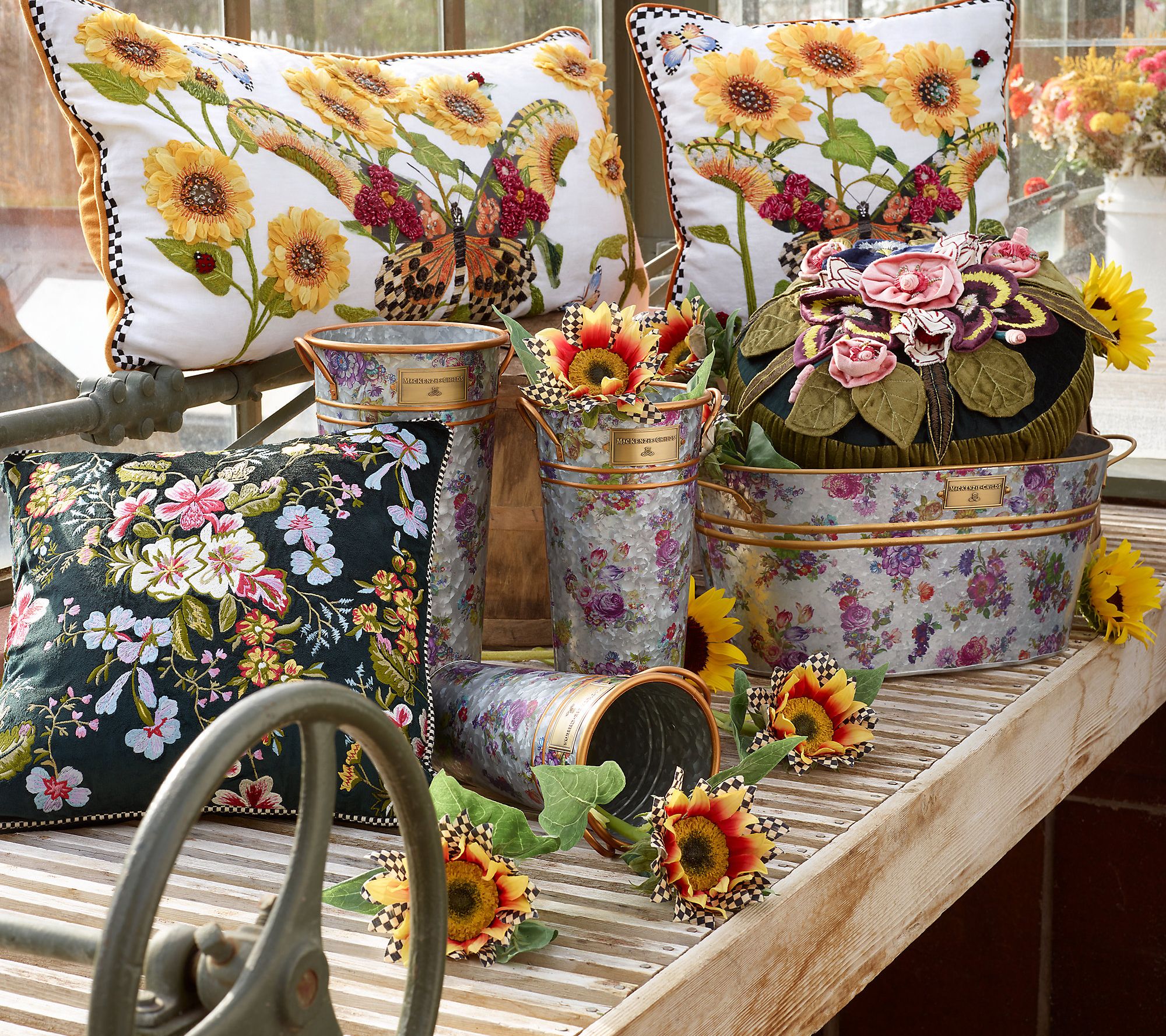 Mackenzie- Childs Galvanized Flower Market Beverage Bucket - QVC.com