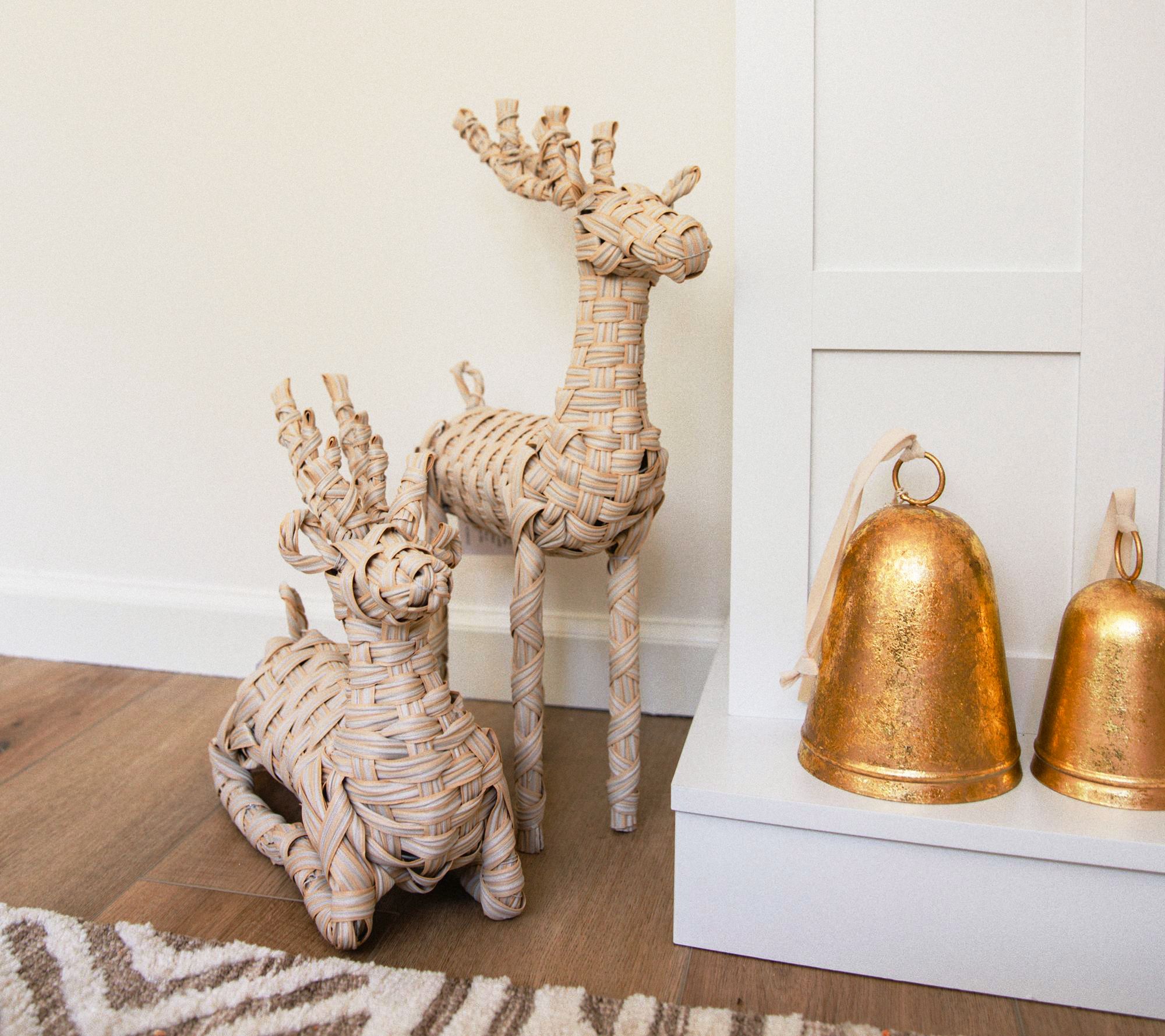 12.5" Rattan Sitting Deer by Lauren McBride