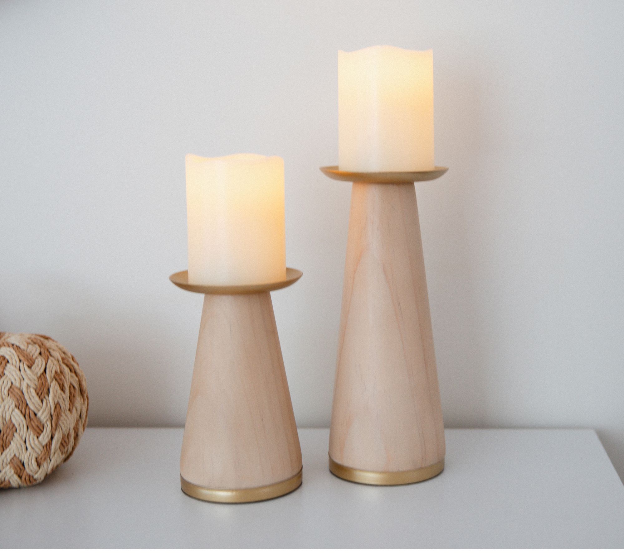 Set of 2 Candle Holders with LED Pillars by Lauren McBride