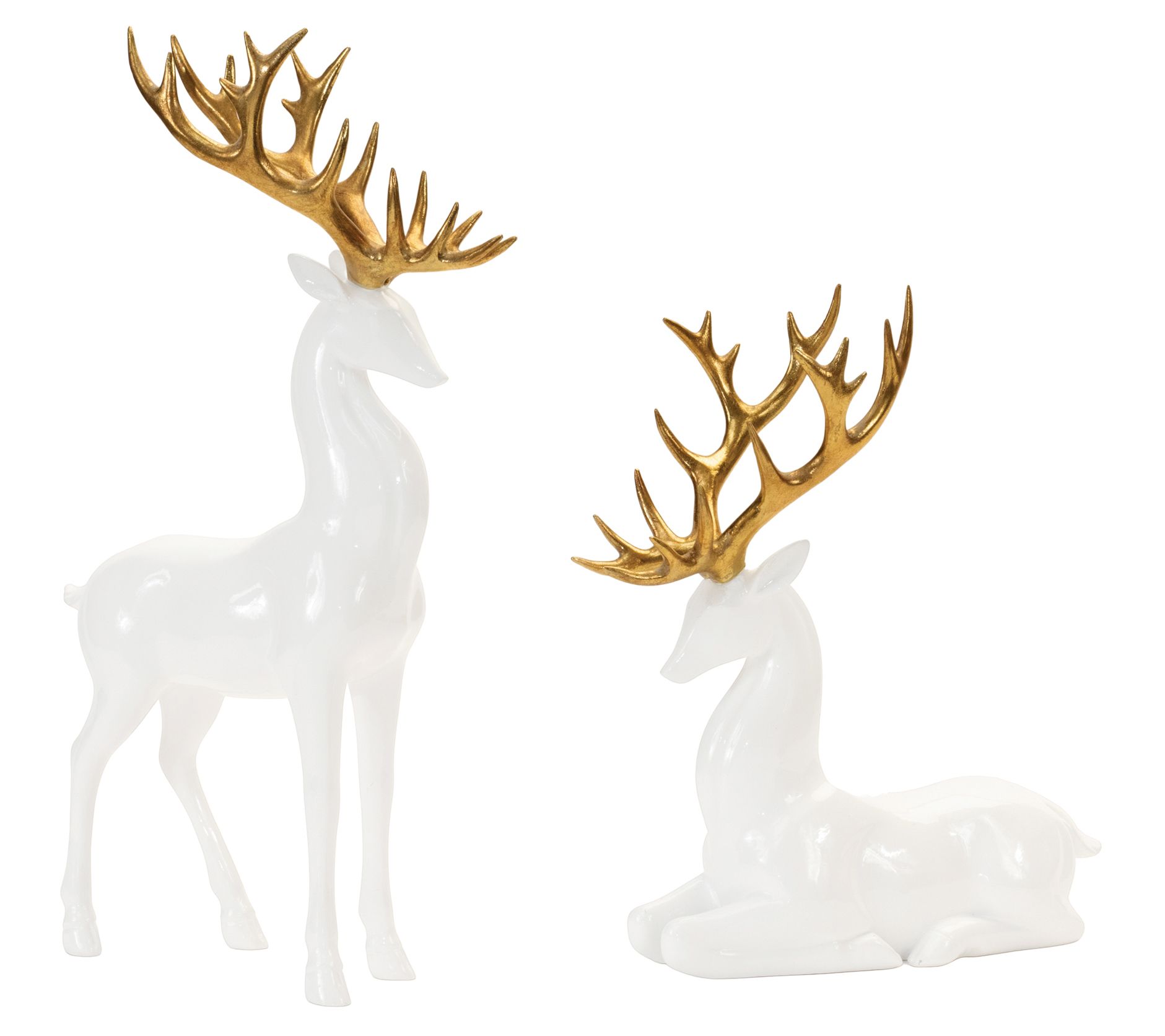 Melrose Holiday Deer with Gold Antler Accent (Set of 2)