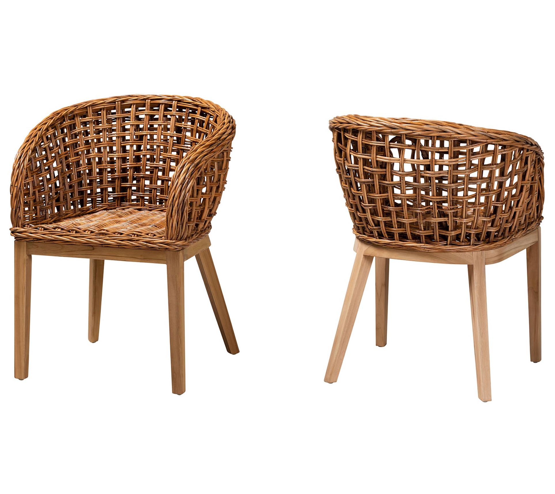bali & pari Mario Natural Brown Rattan Dining Chair Set of 2