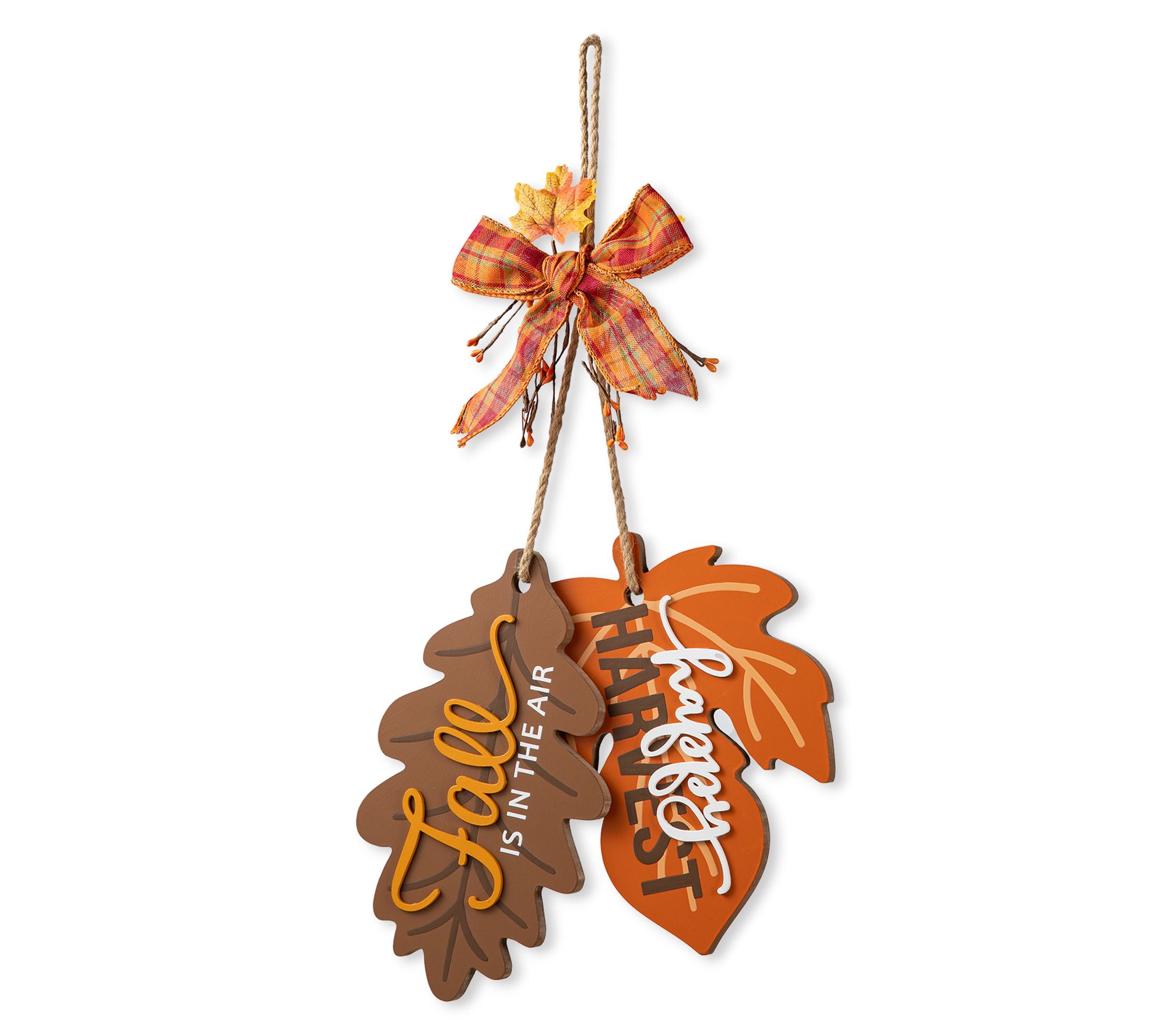 Glitzhome 24.5"H Fall Maple Leaves with BowknotDoor Hanger