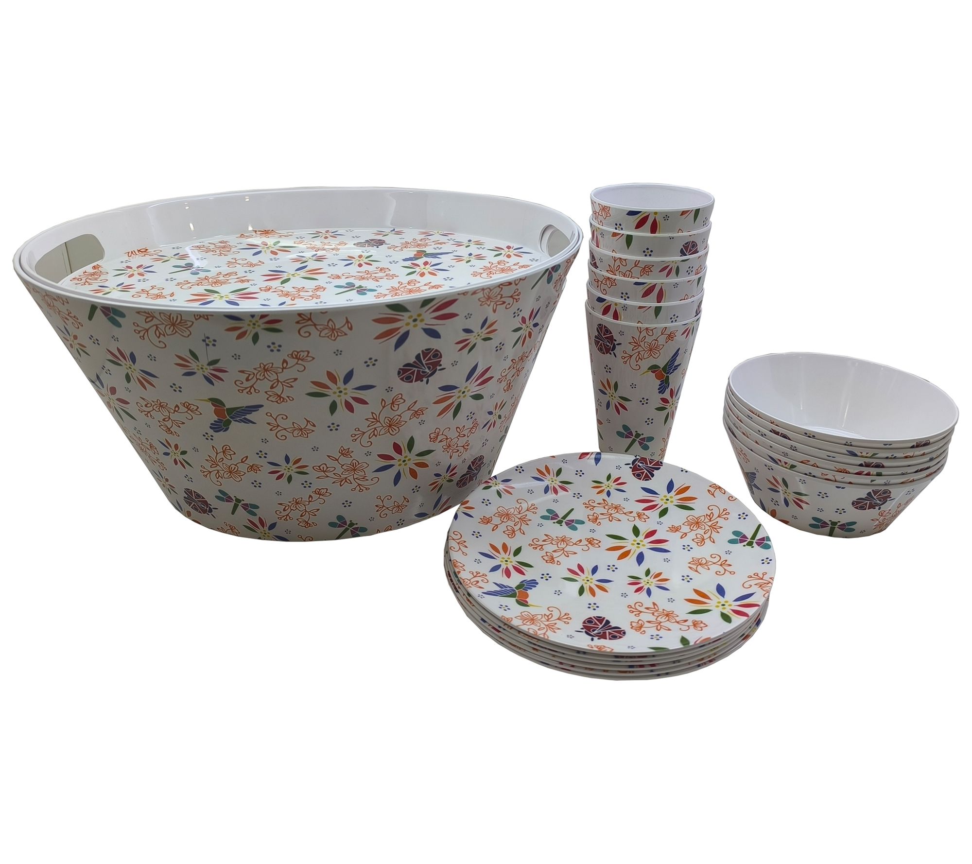 "As Is" Temp- tations Seasonal 20 Pc Melamine Party Bucket Set