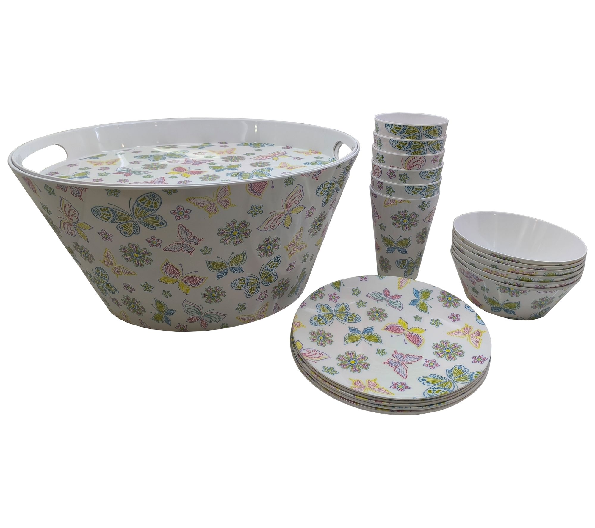 "As Is" Temp- tations Seasonal 20 Pc Melamine Party Bucket Set