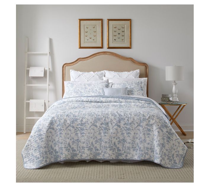 Laura Ashley Amberley Bright Blue Twin Quilt-Sham Set