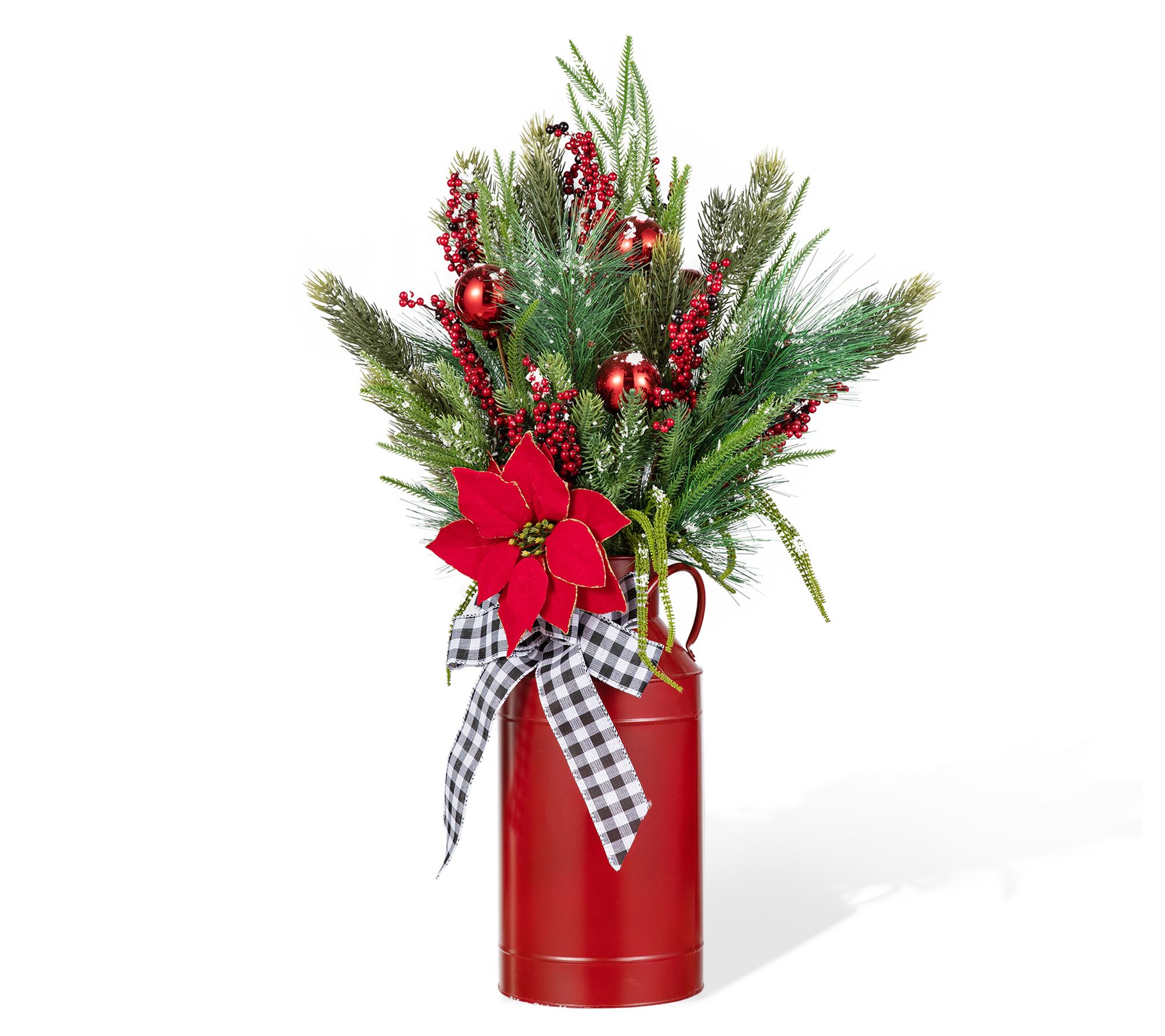 Glitzhome 35"H Christmas Poinsettia Floral Potted Arrangement
