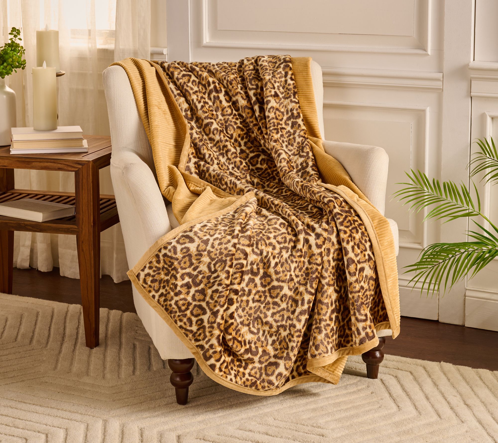 Home Reflections Reversible Rib & Plush 60x80 Printed Throw