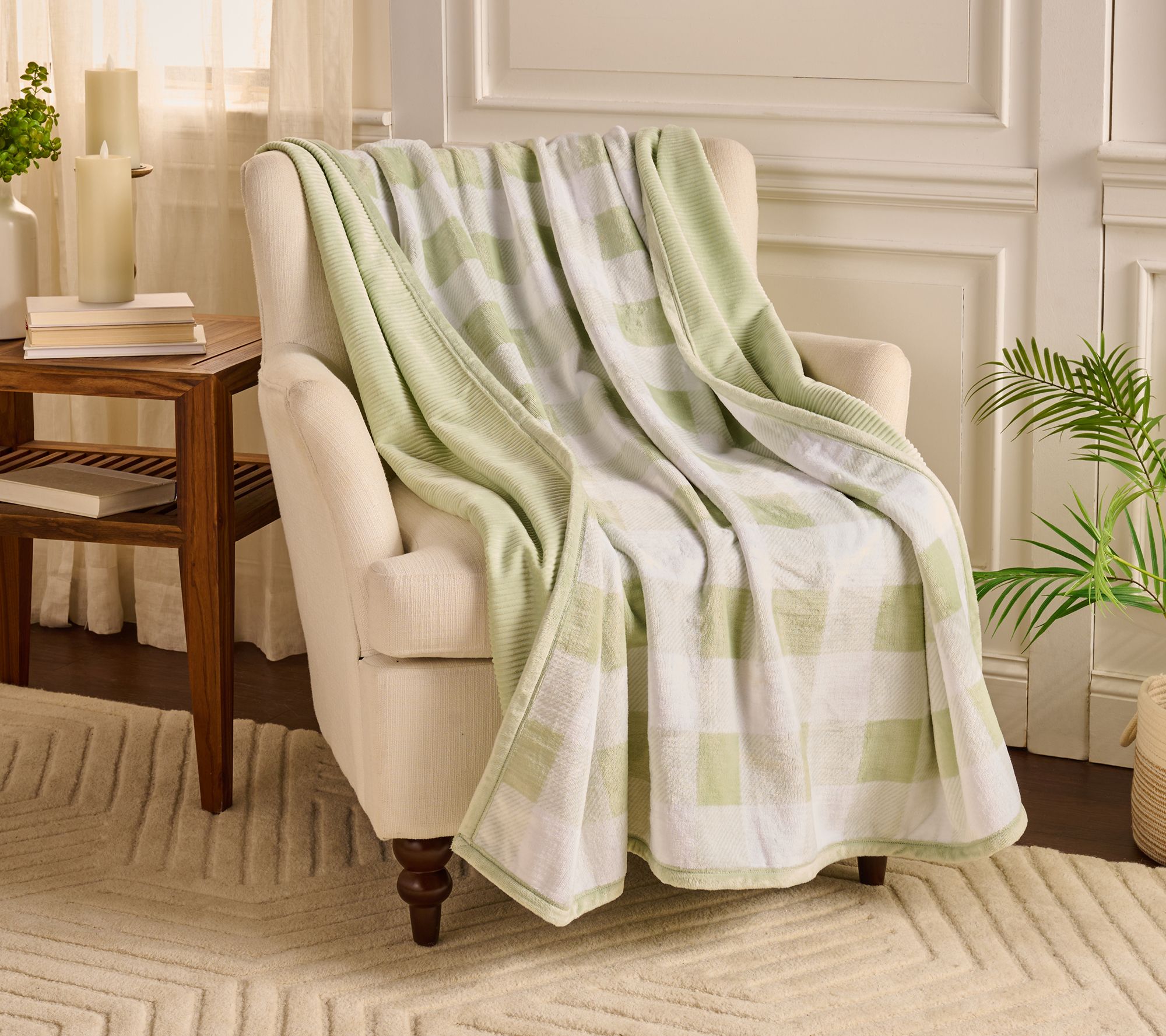 Home Reflections Reversible Rib & Plush 60x80 Printed Throw