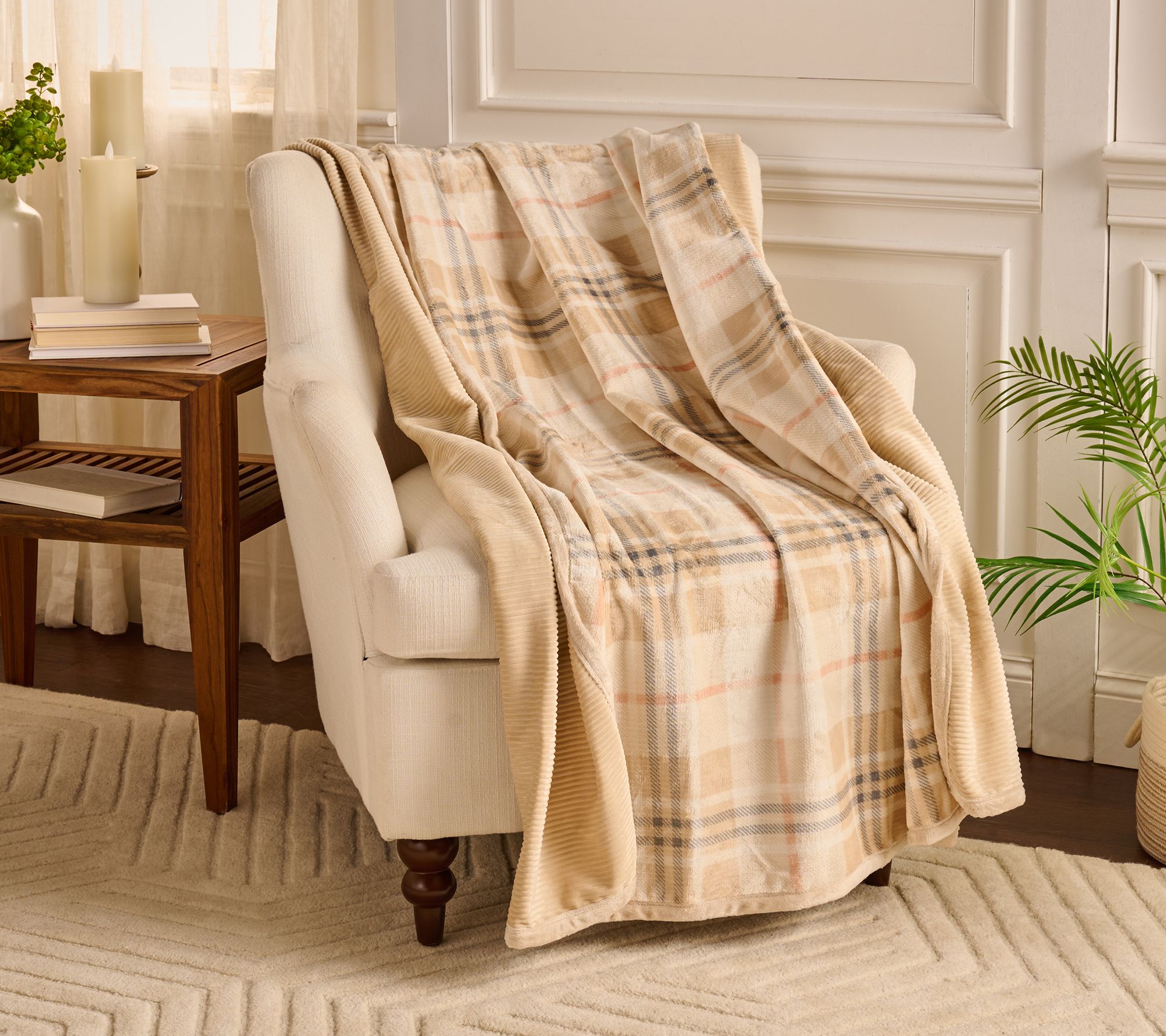 Home Reflections Reversible Rib & Plush 60x80 Printed Throw