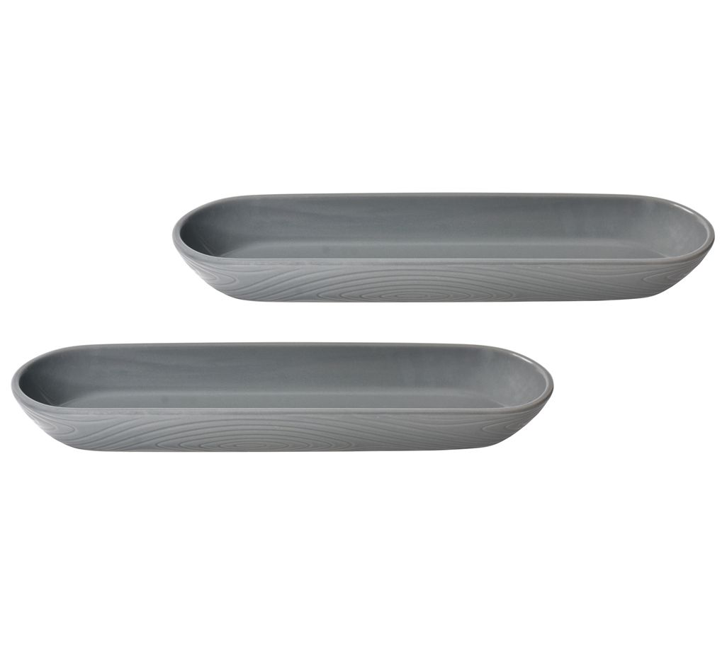 "As Is" Temp- tations Woodland Set 2 14" Elongated Trays