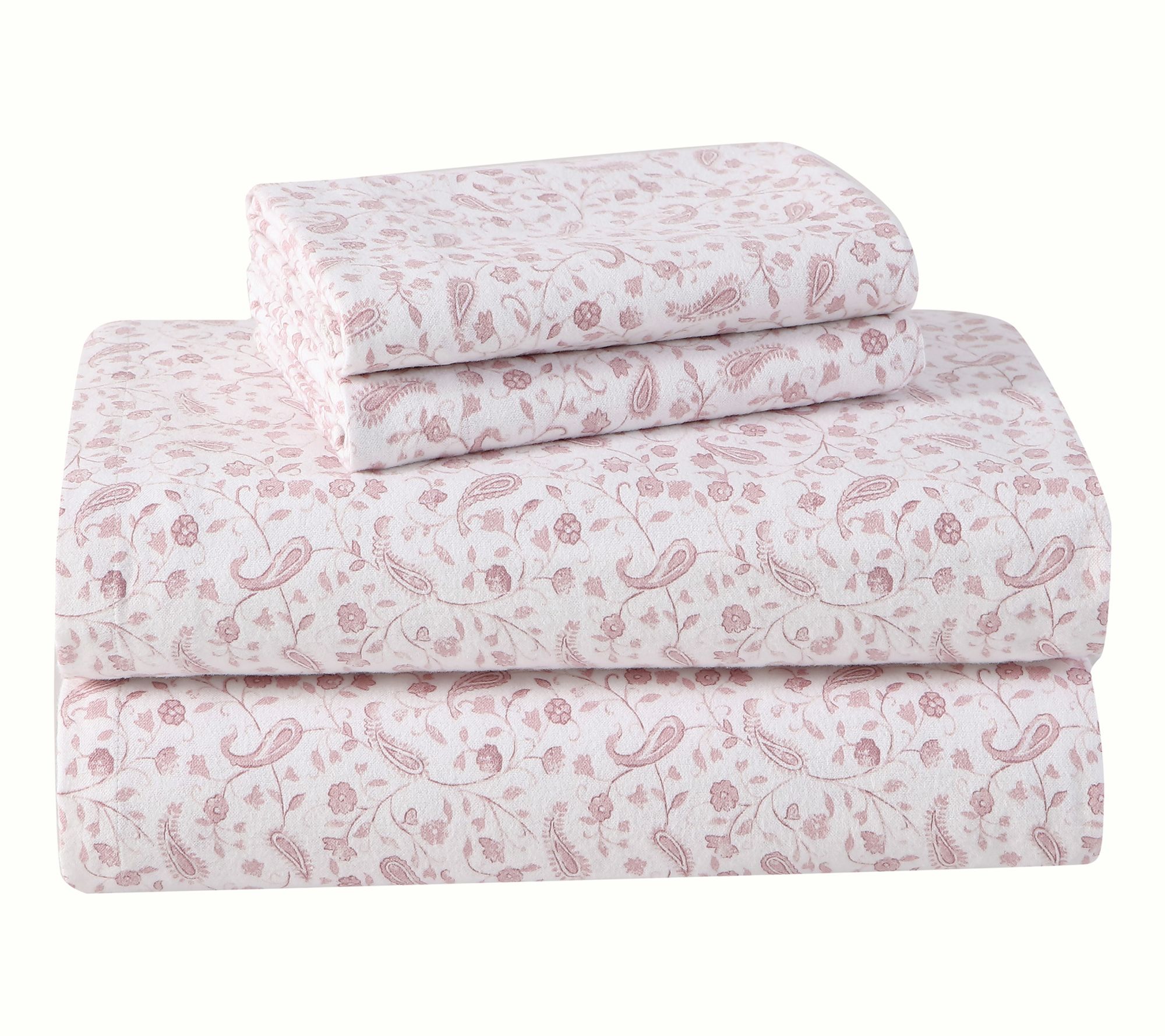 Laura Ashley Paisley Prance Pink King Flannel Sheet Set