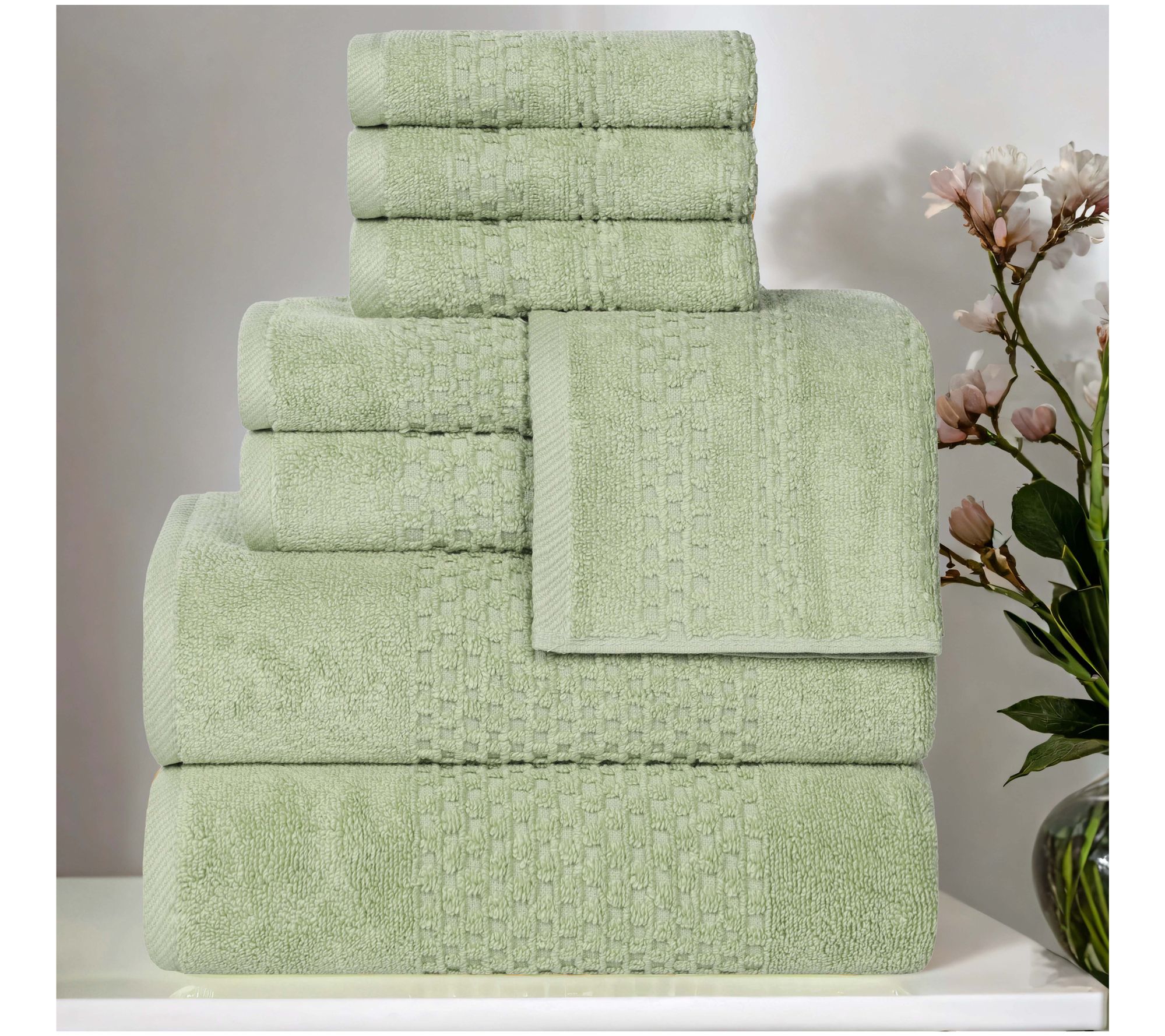 Superior 8 Piece Playa Zero Twist Cotton SolidTowel Set