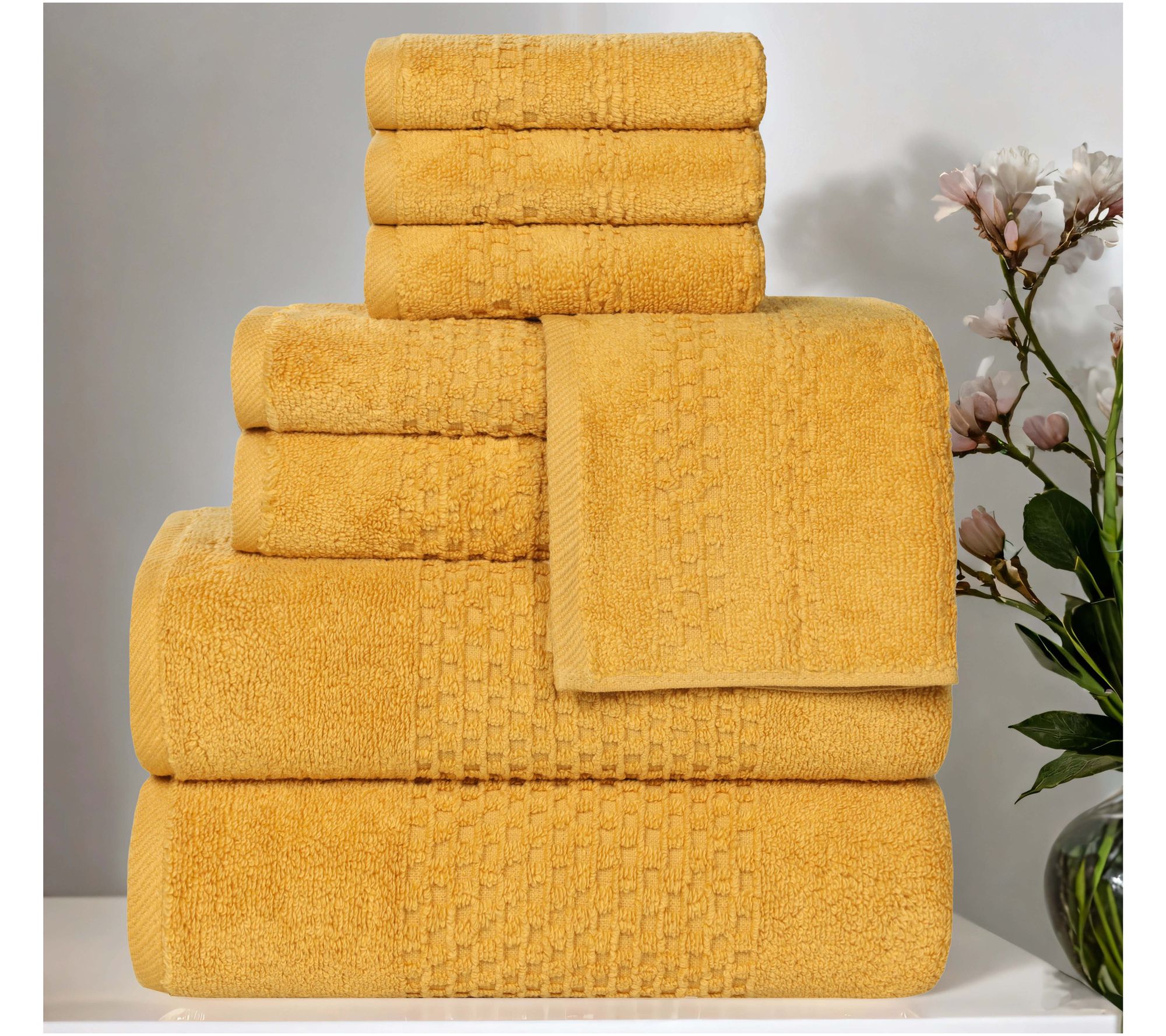 Superior 8 Piece Playa Zero Twist Cotton SolidTowel Set