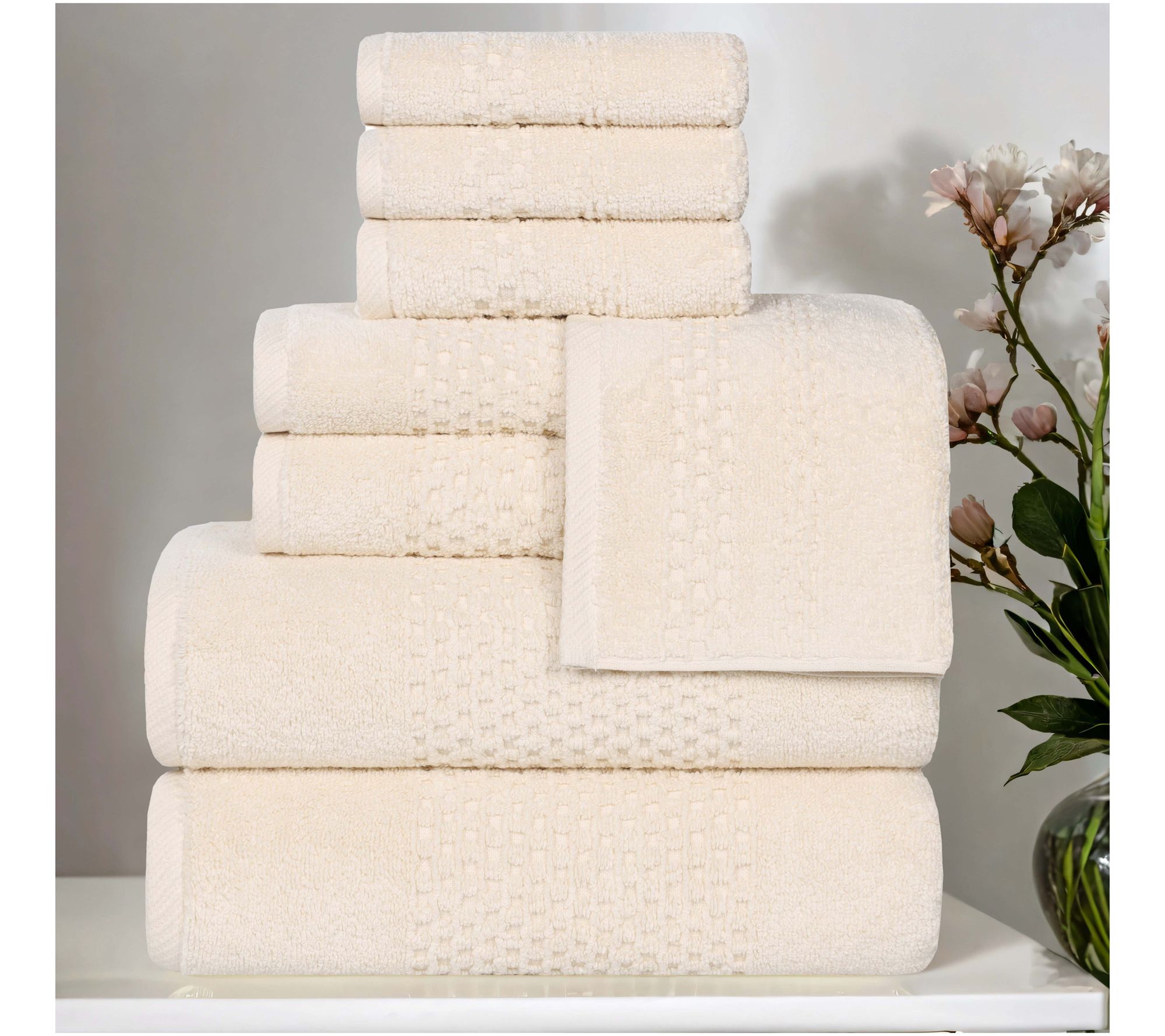 Superior 8 Piece Playa Zero Twist Cotton SolidTowel Set