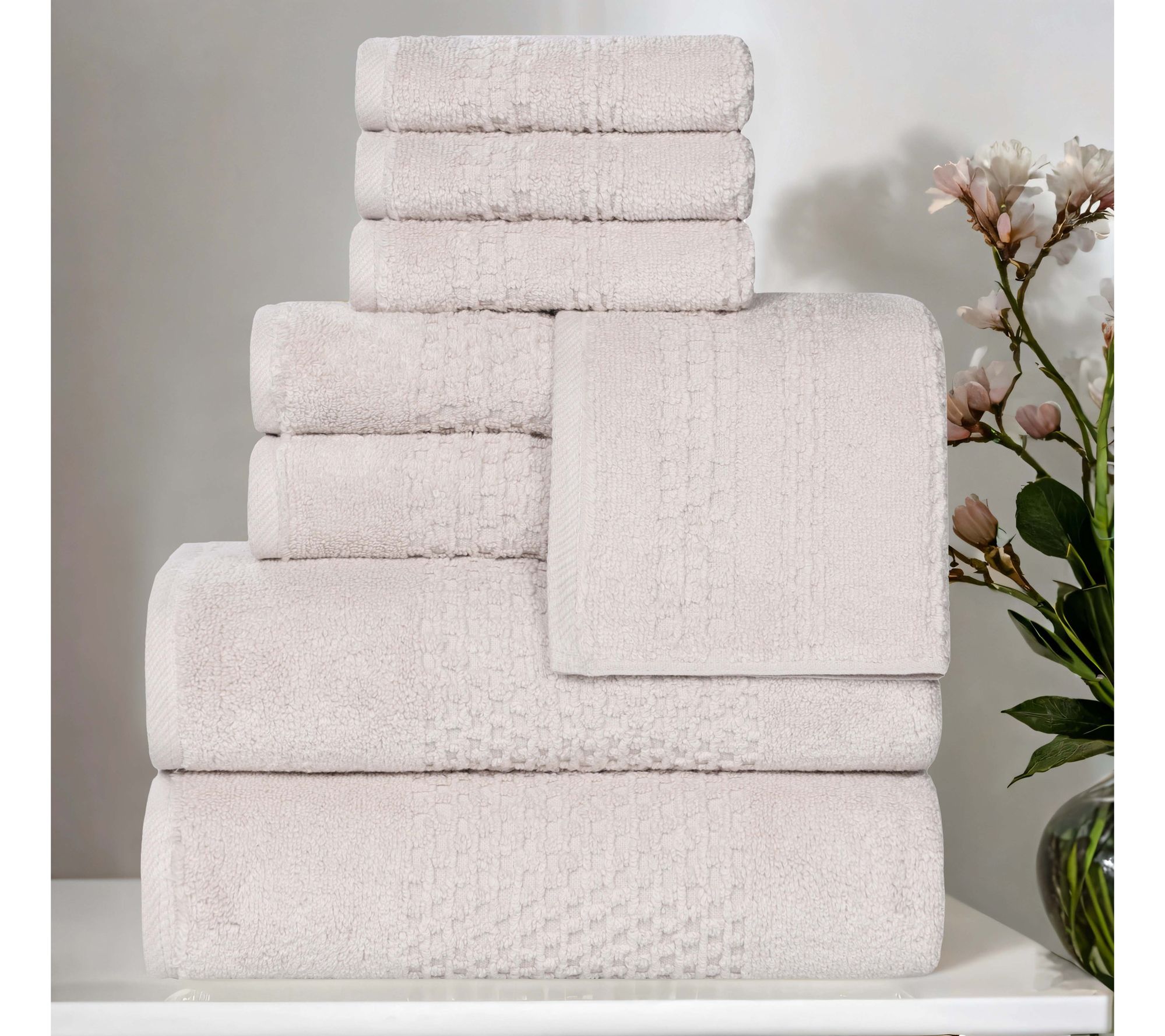 Superior 8 Piece Playa Zero Twist Cotton SolidTowel Set