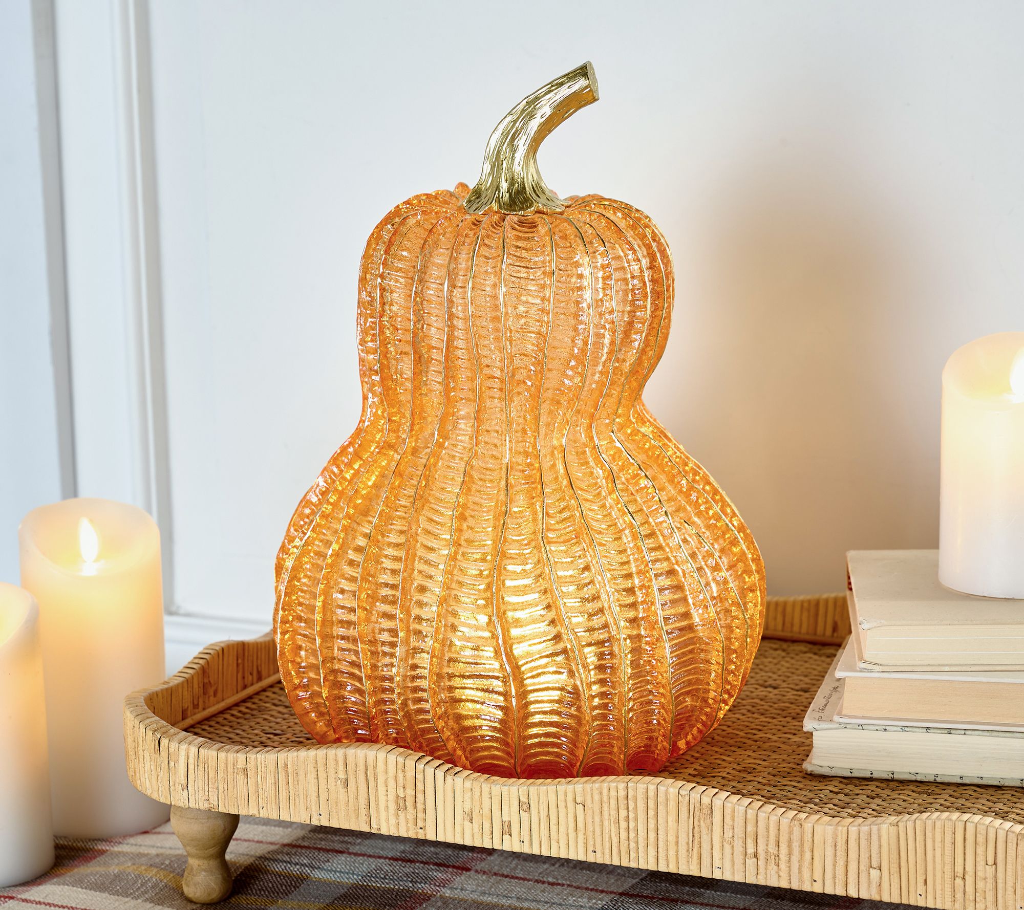 Illuminated 13.5" Textured Gourd by Valerie