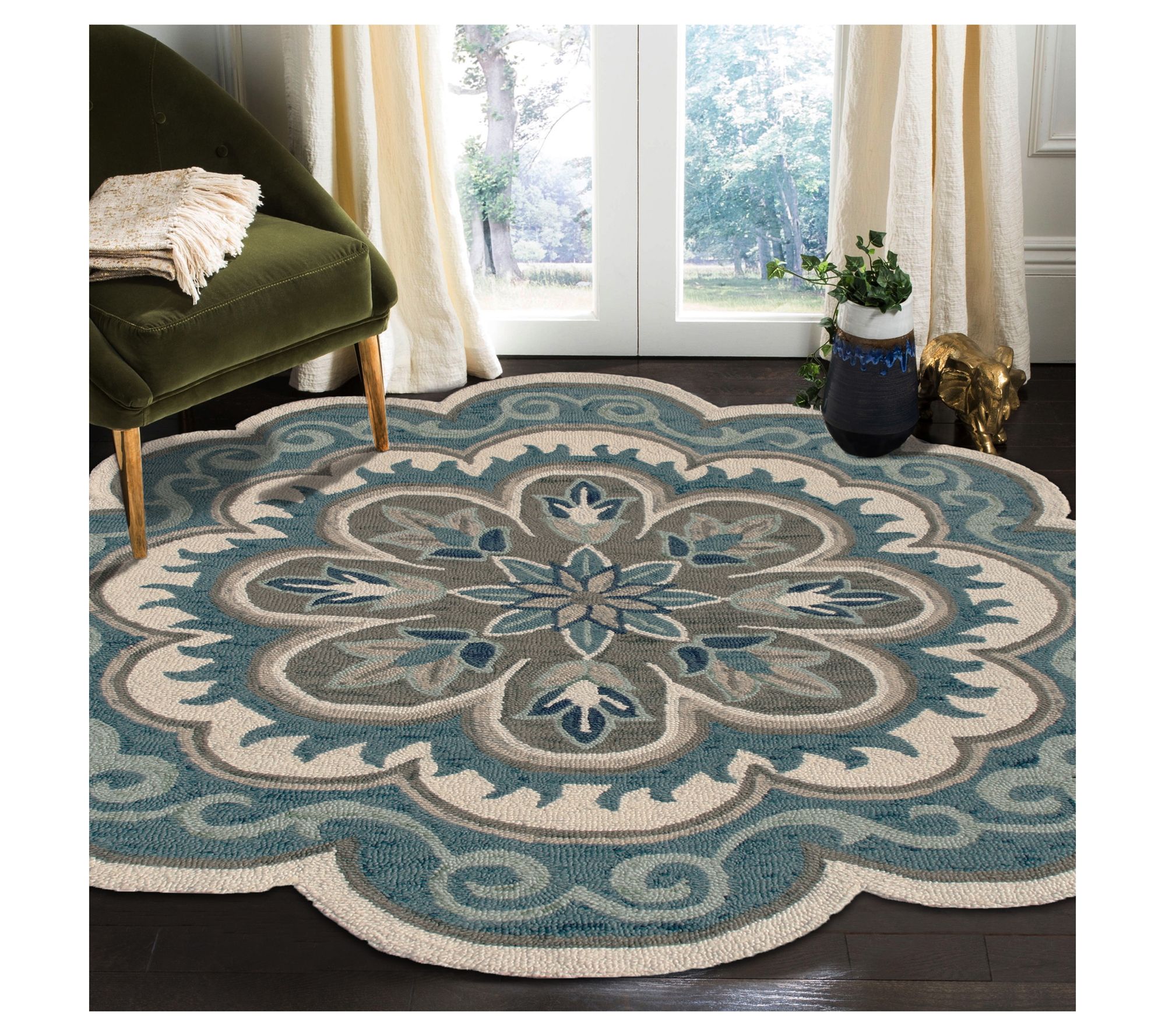 Ox Bay Maeve Petal Edged Medallion Wool Indoor4' Round Rug