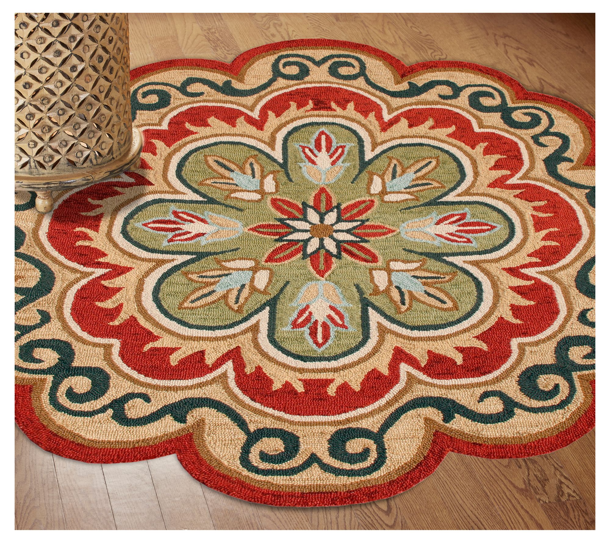 Ox Bay Maeve Petal Edged Medallion Wool Indoor4' Round Rug